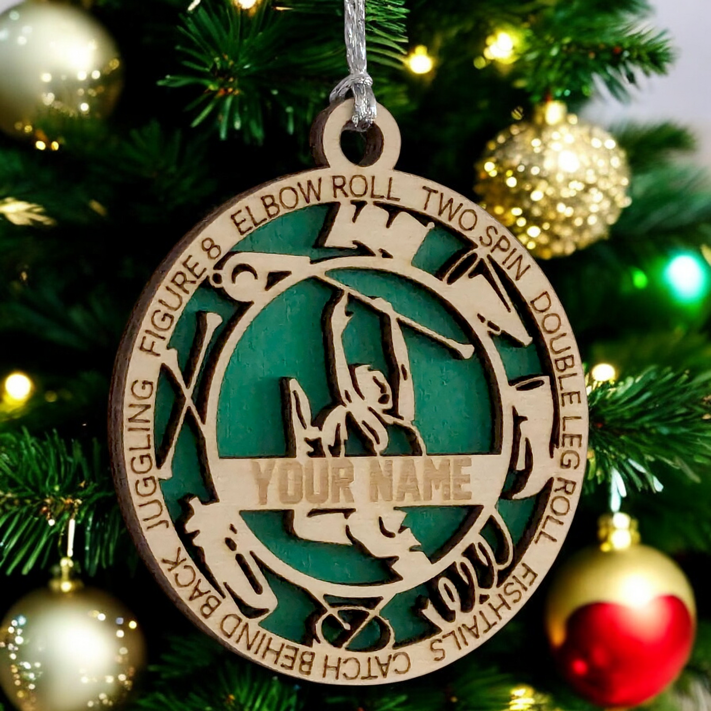 3" Handcrafted Wooden Personalized Female Twirler/Majorette Christmas Ornament - Custom Baton Twirling Holiday Decor