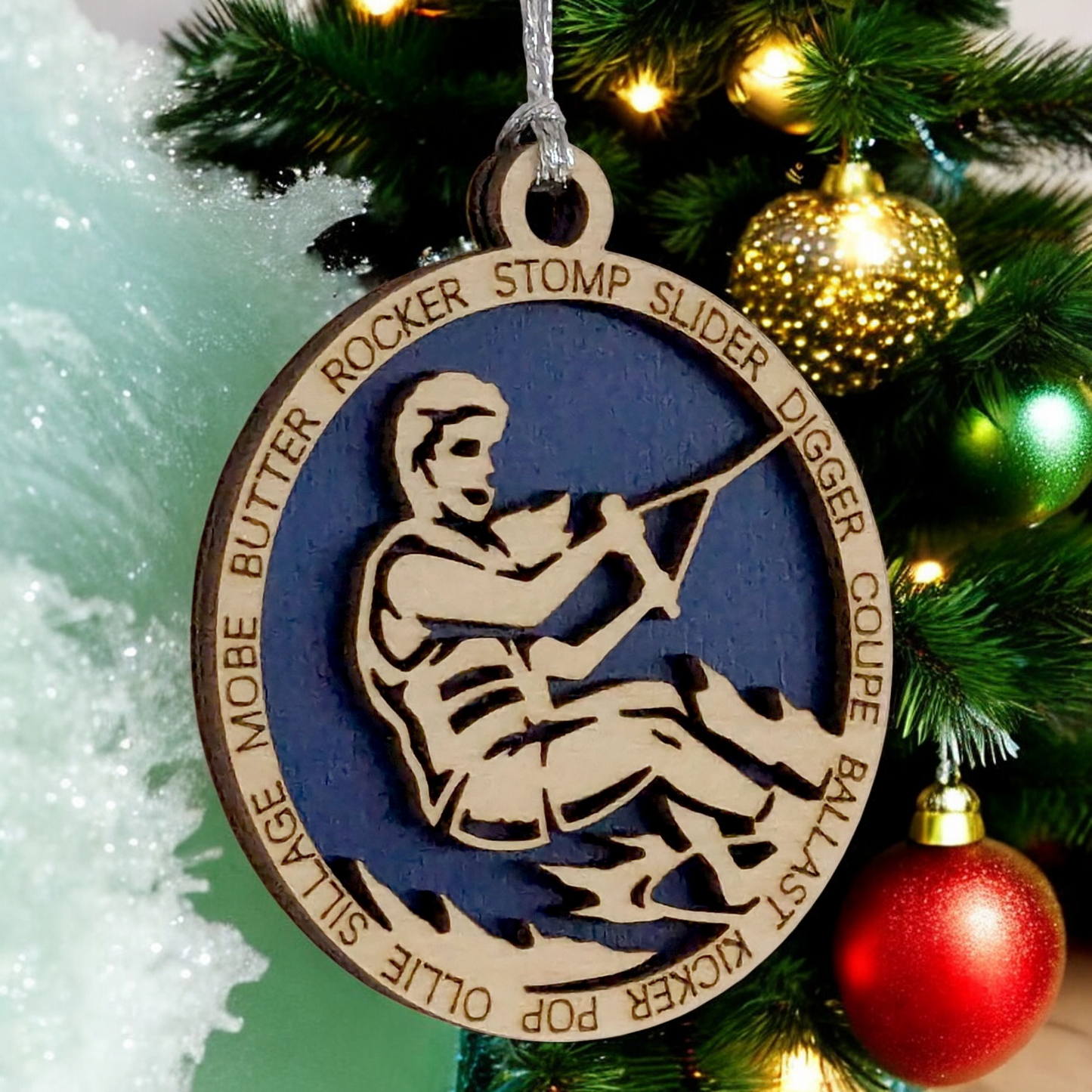 3" Laser Cut Handcrafted Wooden Personalized Female Wakeboarding Christmas Ornament - Unique Customizable Keepsake for Women Who Love Wakeboarding - Holiday Tree Decoration and Gift - Made in USA