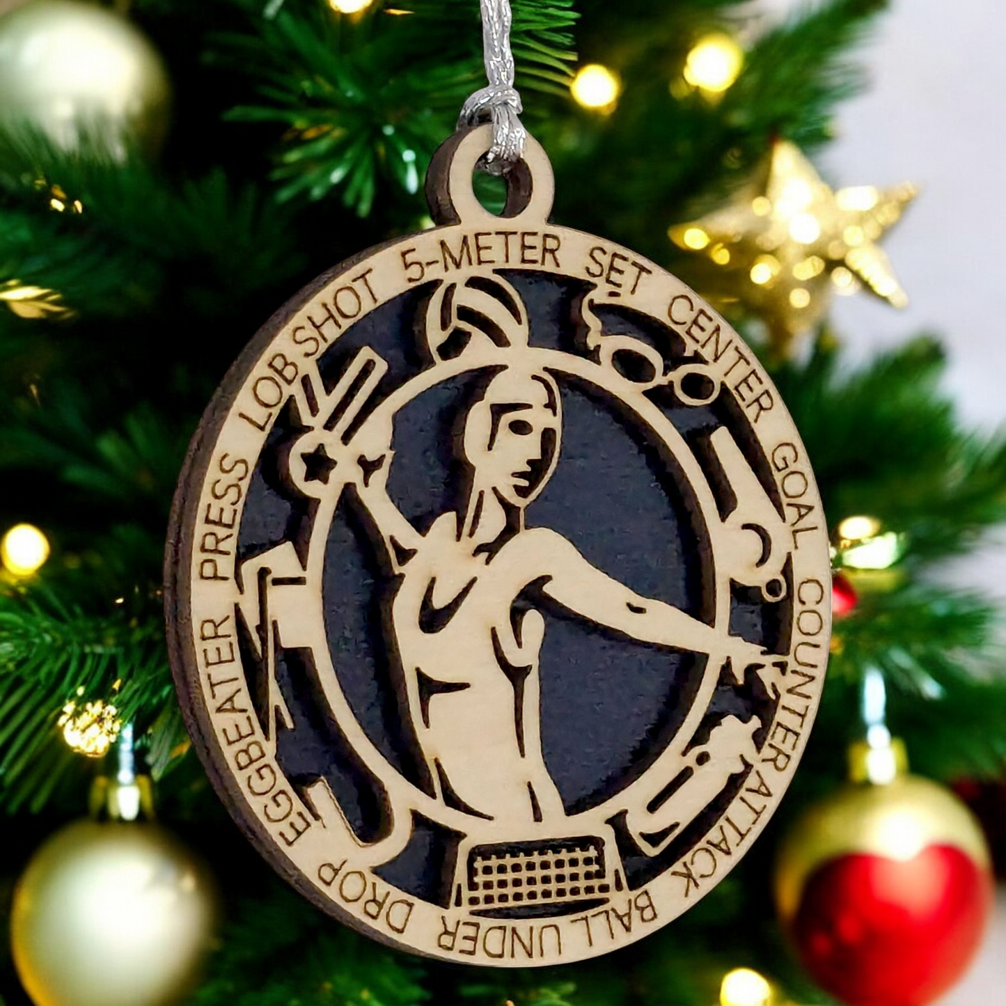 3" Laser Cut Handcrafted Wooden Personalized Female Water Polo Christmas Ornament - Custom Name, Sports Enthusiast Gift, Unique Decor for Athletes and Fans, Water Polo Player Holiday Keepsake