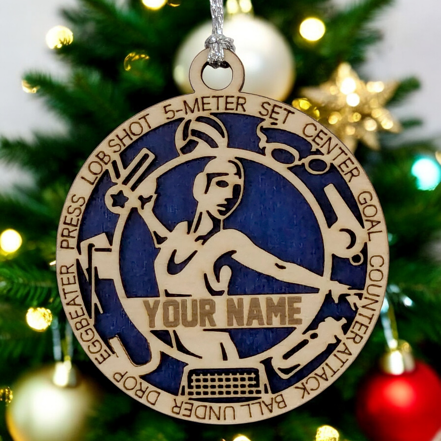 3" Laser Cut Handcrafted Wooden Personalized Female Water Polo Christmas Ornament - Custom Name, Sports Enthusiast Gift, Unique Decor for Athletes and Fans, Water Polo Player Holiday Keepsake