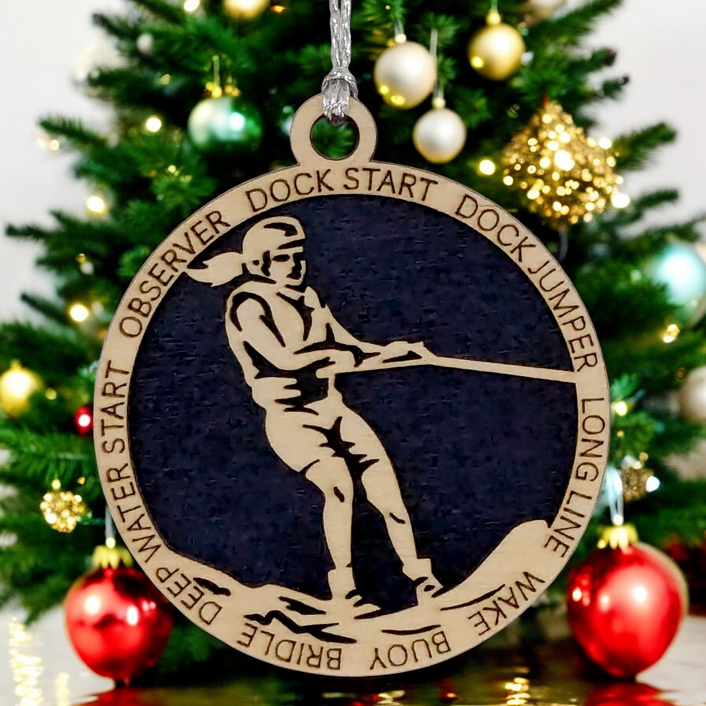 3" Personalized Female Water Skiing Christmas Ornament - Handcrafted Wooden Holiday Decor