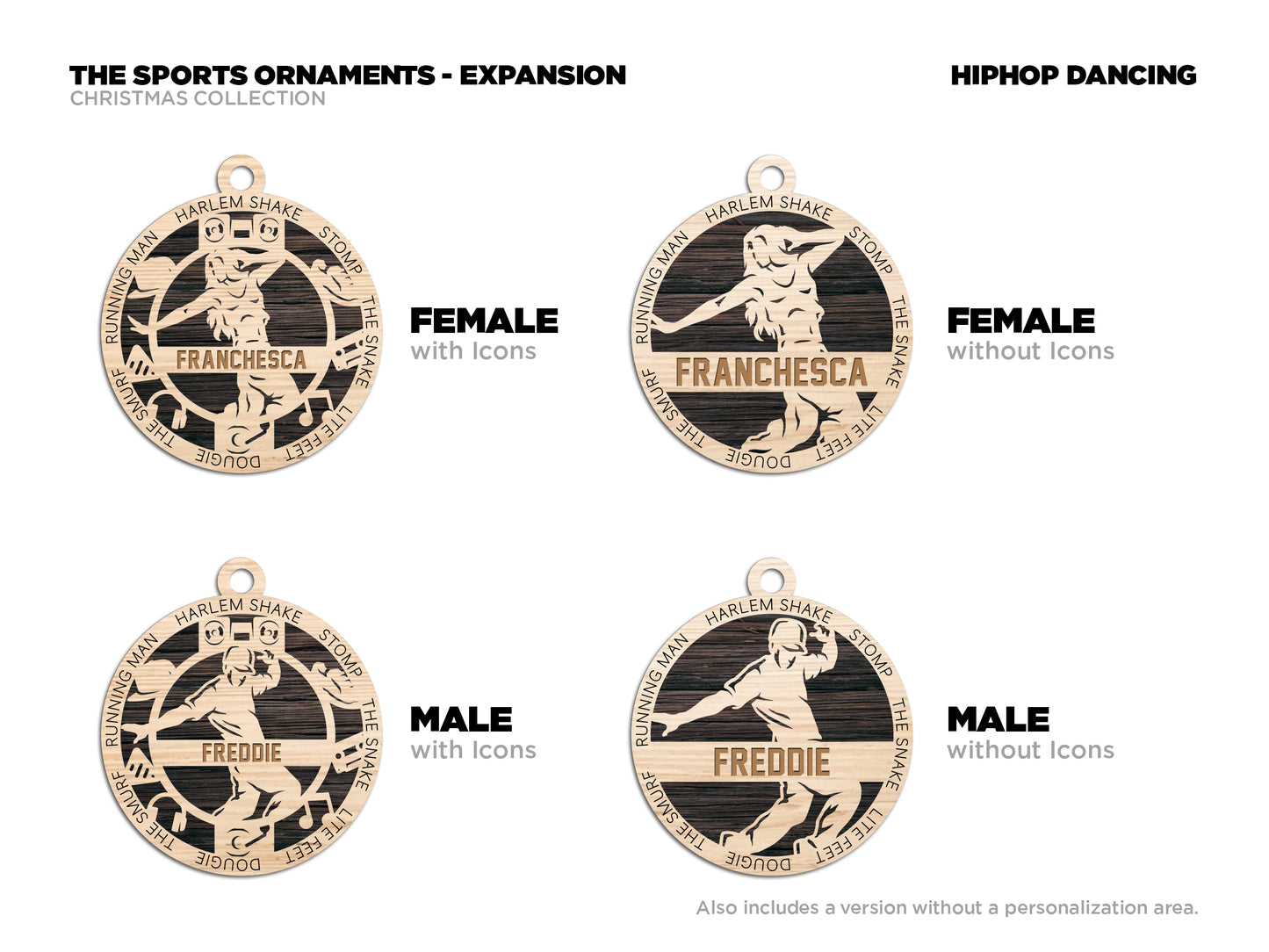 Male Hip Hop Dancer laser cut personalized wood ornament