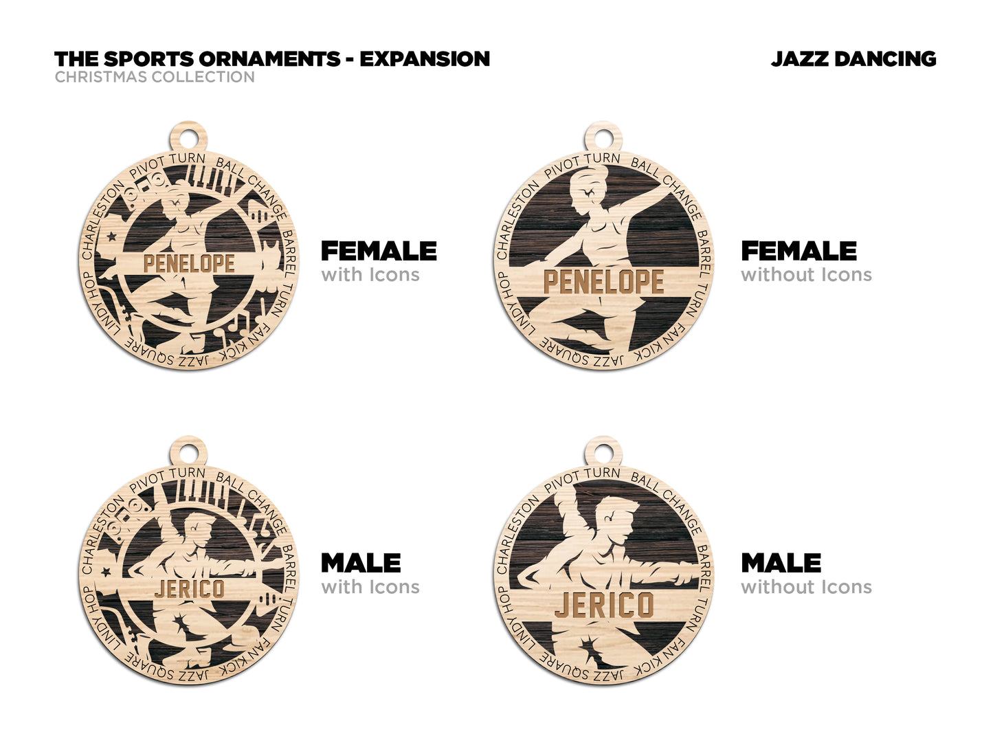 Female Jazz Dancer laser cut wood ornament