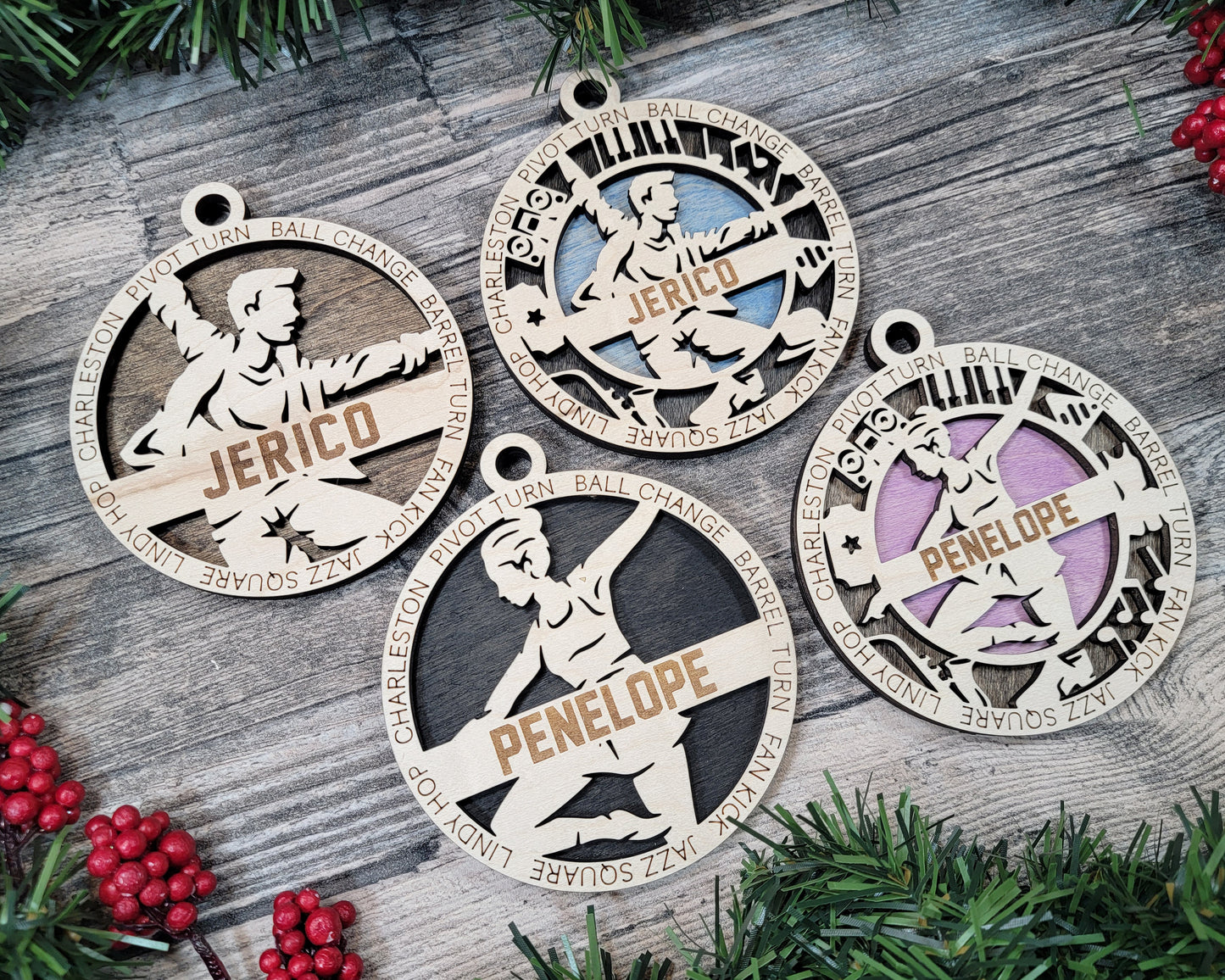 Male Jazz Dancer laser cut wood ornament