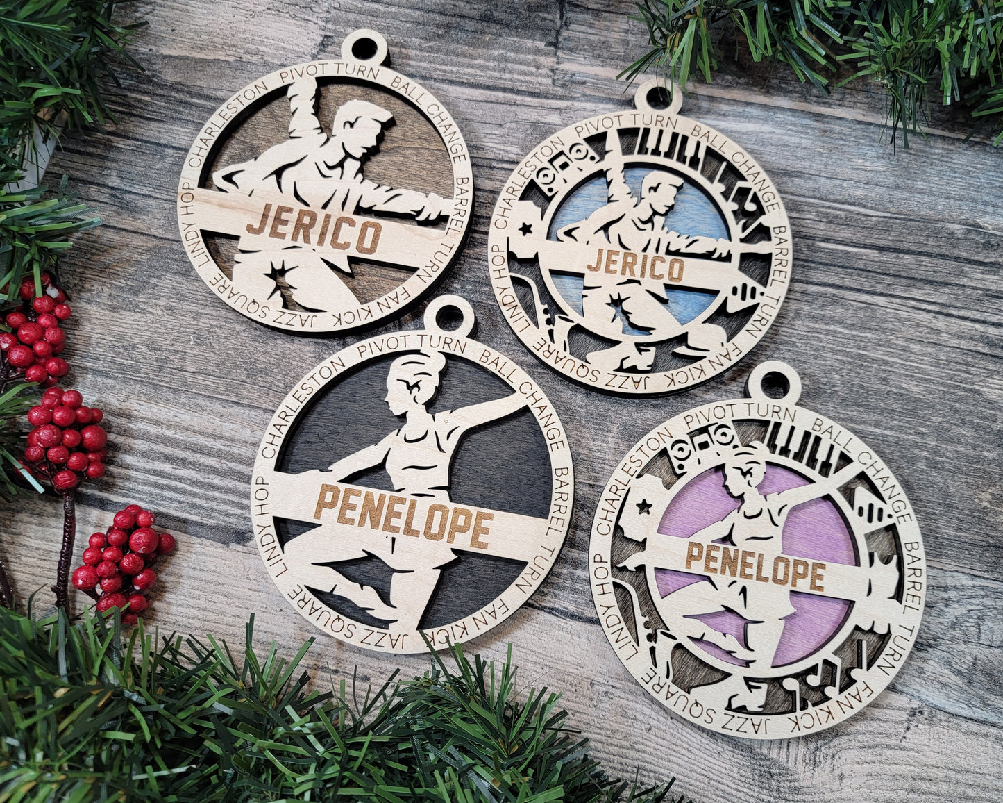Female Jazz Dancer laser cut wood ornament