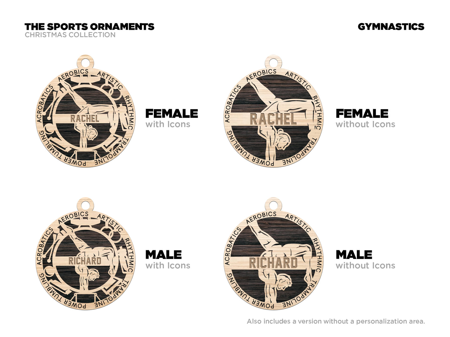 Female Gymnastics laser cut wood ornament