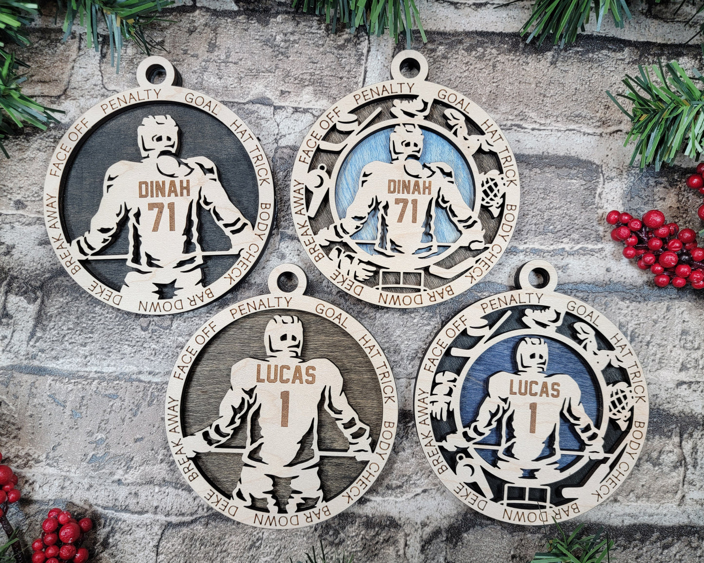 Female Hockey laser cut personalized wood ornament