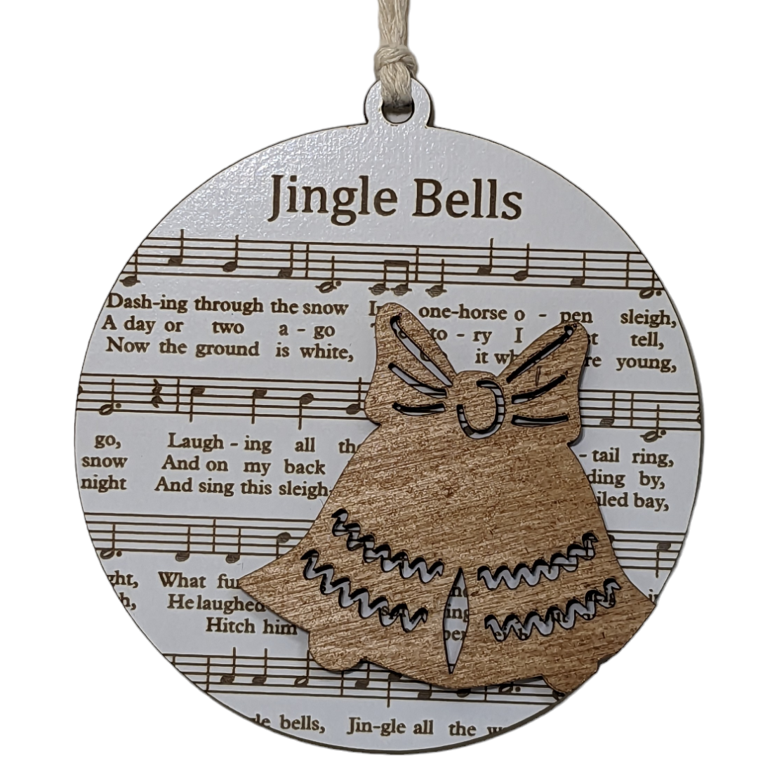 3.5" Laser Engraved Jingle Bells Sheet Music Christmas Ornament - Musical Holiday Decor for a Memorable Festive Season