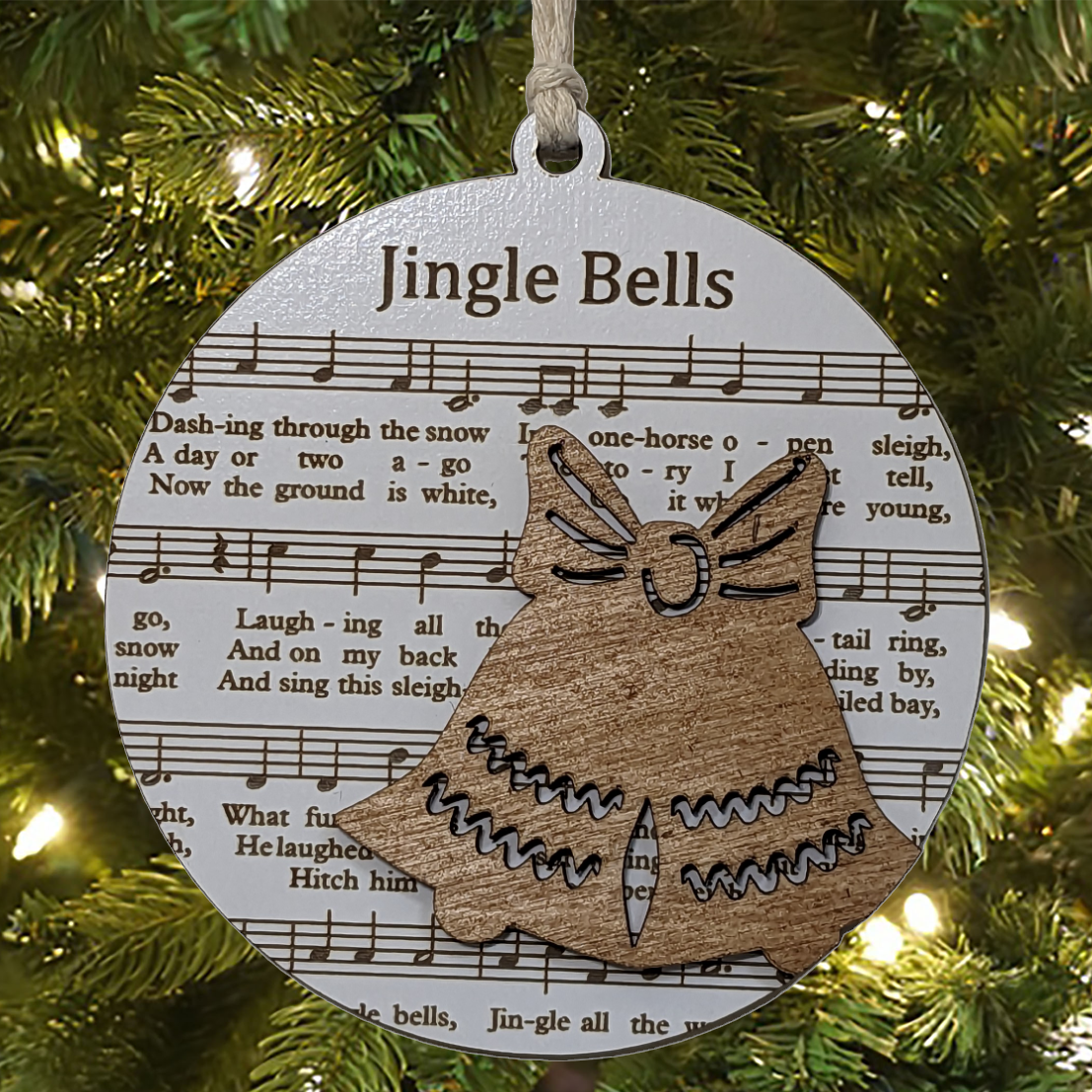 3.5" Laser Engraved Jingle Bells Sheet Music Christmas Ornament - Musical Holiday Decor for a Memorable Festive Season