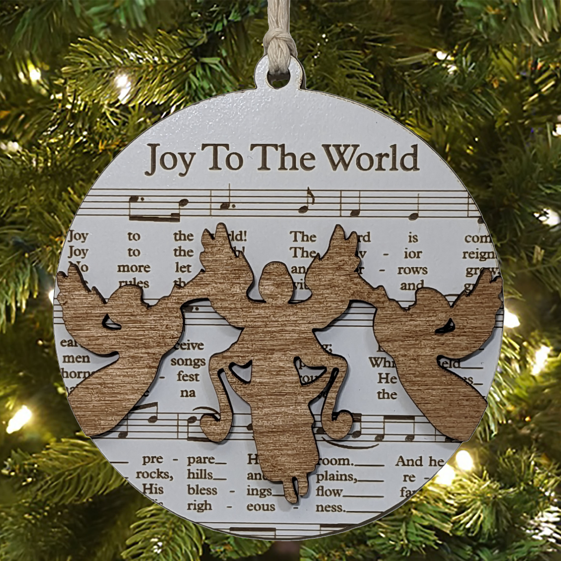 Joy To The World Sheet Music Ornament - 3.5" Laser Engraved Christmas Decoration, Musical Holiday Keepsake, Unique Xmas Gift
