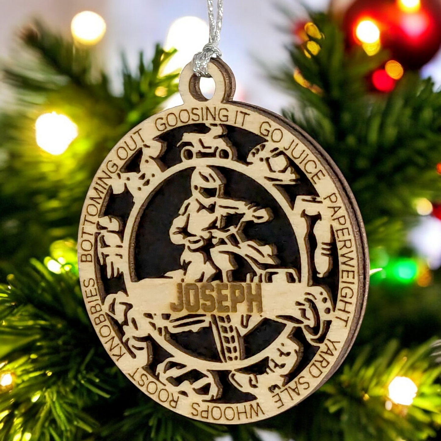 3" Handcrafted Wooden Personalized Male ATV Christmas Ornament - Customizable Holiday Keepsake Decor - Laser Cut ATV Rider Holiday Tree Decoration - Unique and Memorable ATV Enthusiast Gift Idea