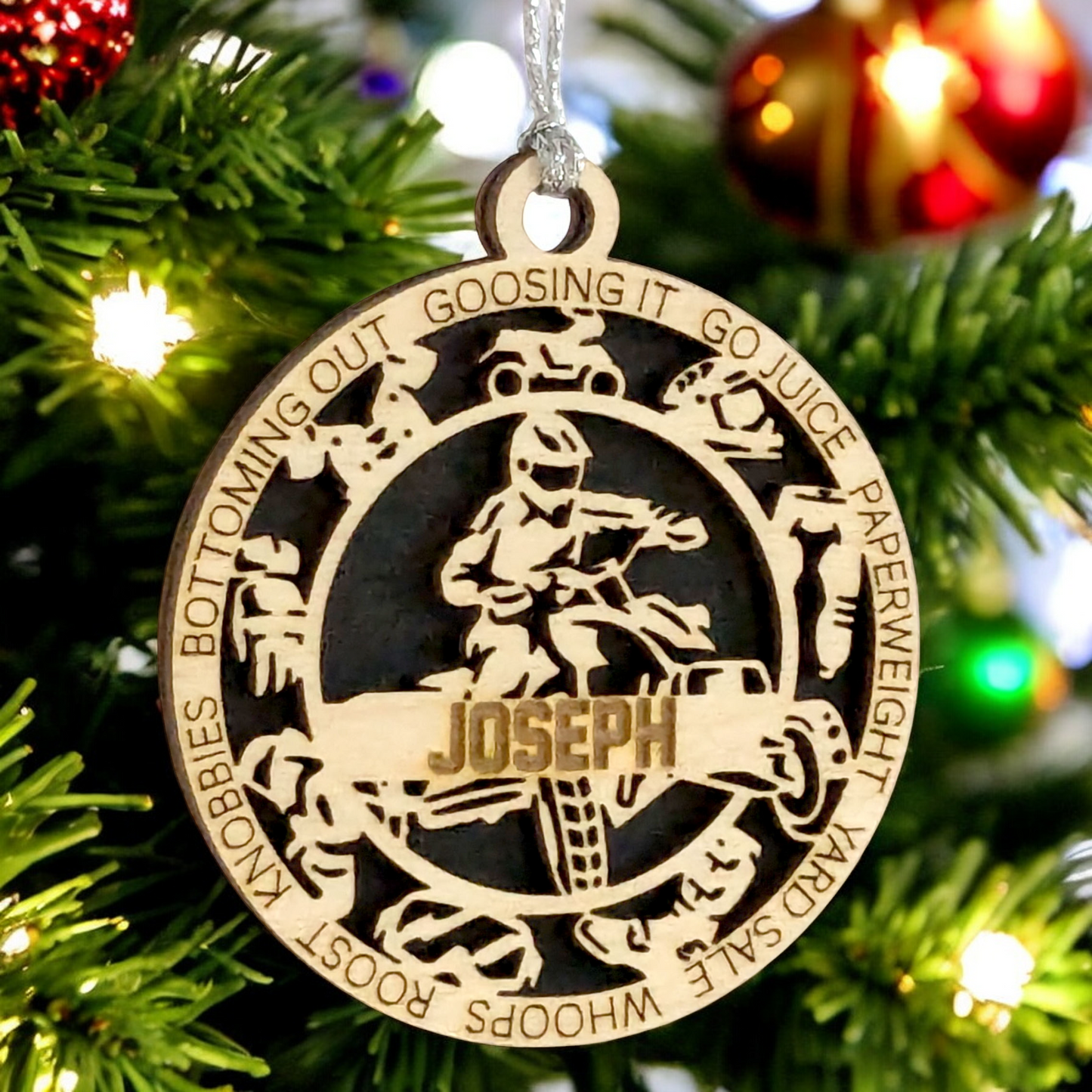 3" Handcrafted Wooden Personalized Male ATV Christmas Ornament - Customizable Holiday Keepsake Decor - Laser Cut ATV Rider Holiday Tree Decoration - Unique and Memorable ATV Enthusiast Gift Idea