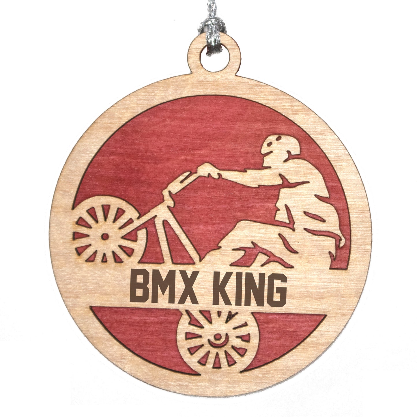 Male BMX laser cut personalized wood ornament