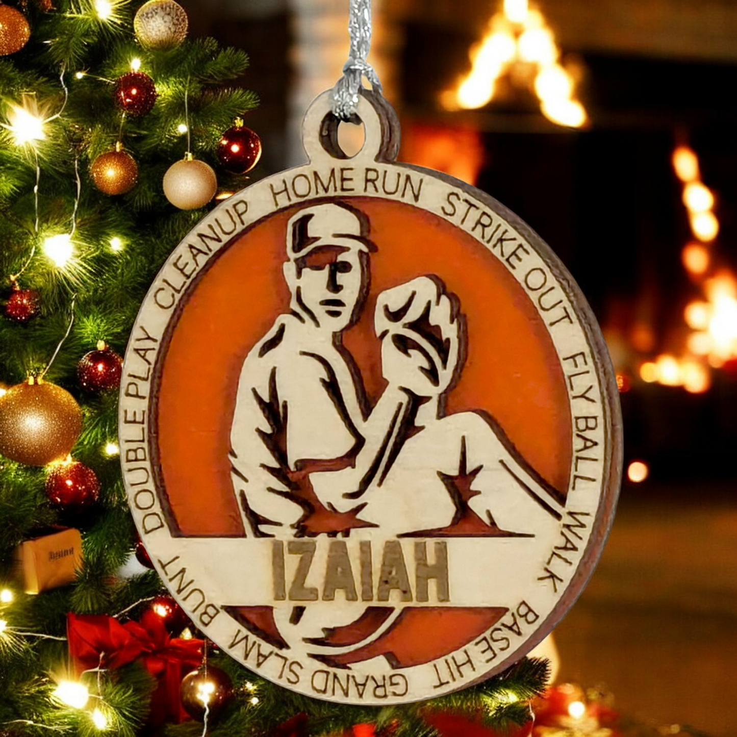 Custom 3" Laser Cut Handcrafted Wooden Christmas Ornament for Male Left-Handed Baseball Pitcher - Personalized Baseball Player Holiday Decor and Gift