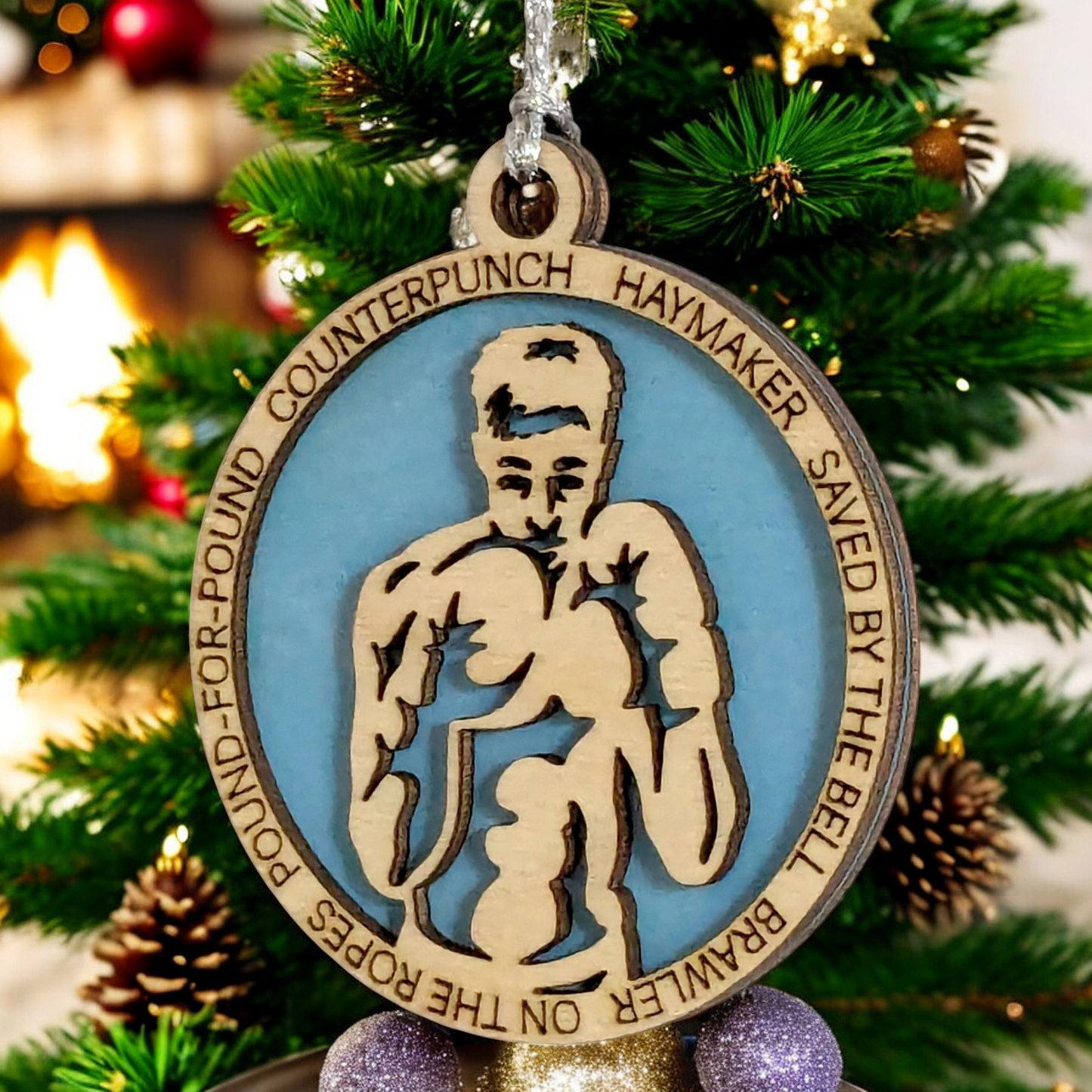 3" Personalized Male Boxing Christmas Ornament - Handcrafted Laser Cut Wooden Keepsake for Boxing Enthusiasts - Unique Holiday Tree Decoration