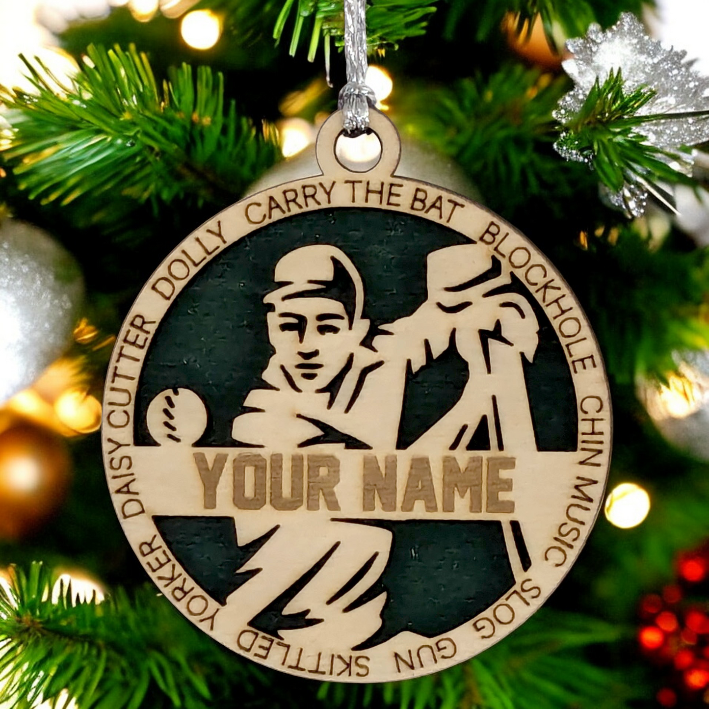 3-Inch Personalized Handcrafted Wooden Male Cricket Christmas Ornament - Unique Cricket Sports Themed Gift for Cricket Enthusiasts - Customizable Keepsake Holiday Decoration - Cricket Lover's Ornament