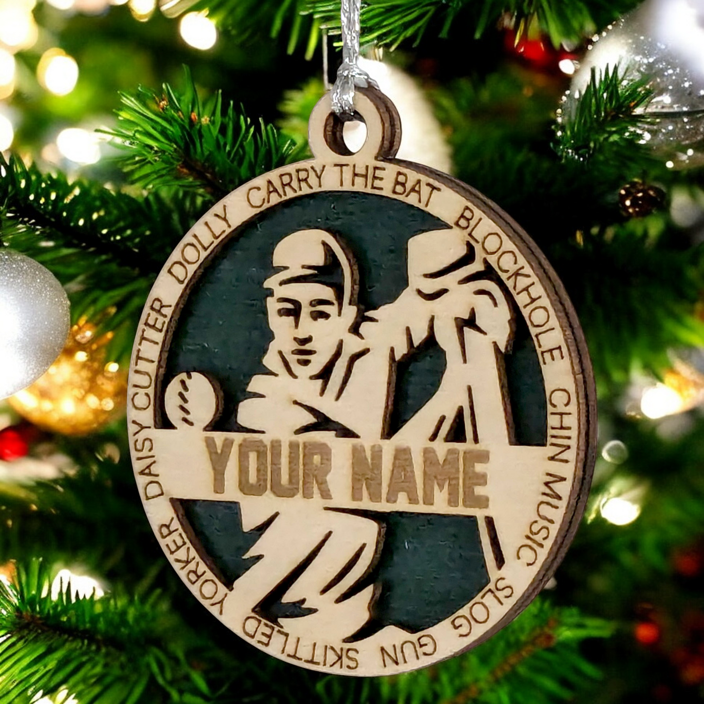 3-Inch Personalized Handcrafted Wooden Male Cricket Christmas Ornament - Unique Cricket Sports Themed Gift for Cricket Enthusiasts - Customizable Keepsake Holiday Decoration - Cricket Lover's Ornament