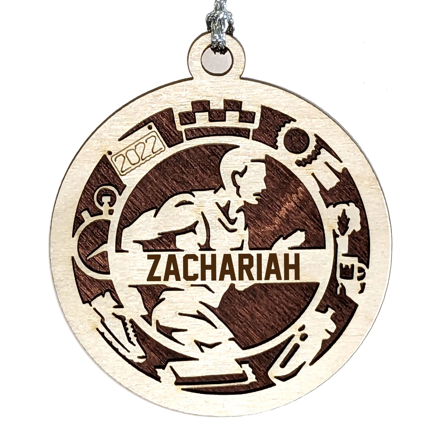 Male Cross Country Runner laser cut personalized wood ornament