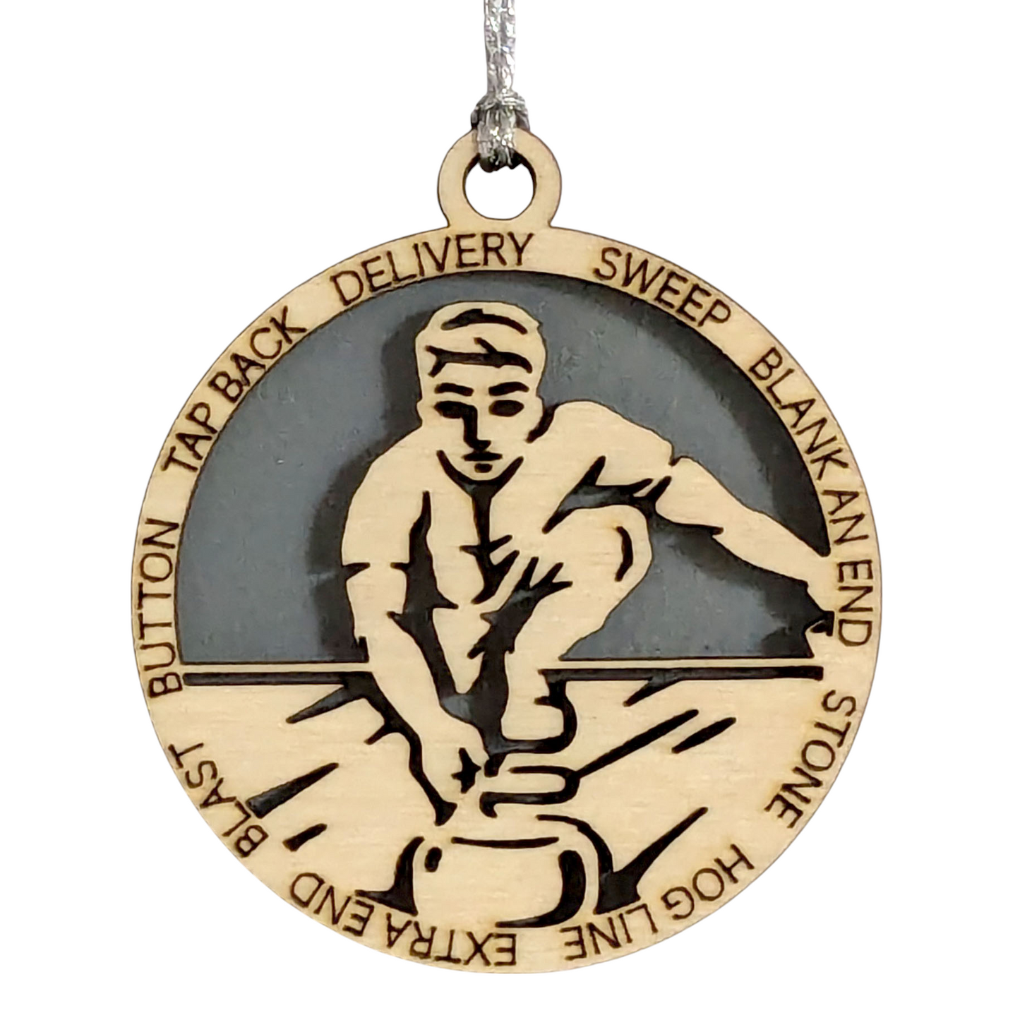 3" Handcrafted Wooden Personalized Male Curling Christmas Ornament - Custom Winter Sports Holiday Decor