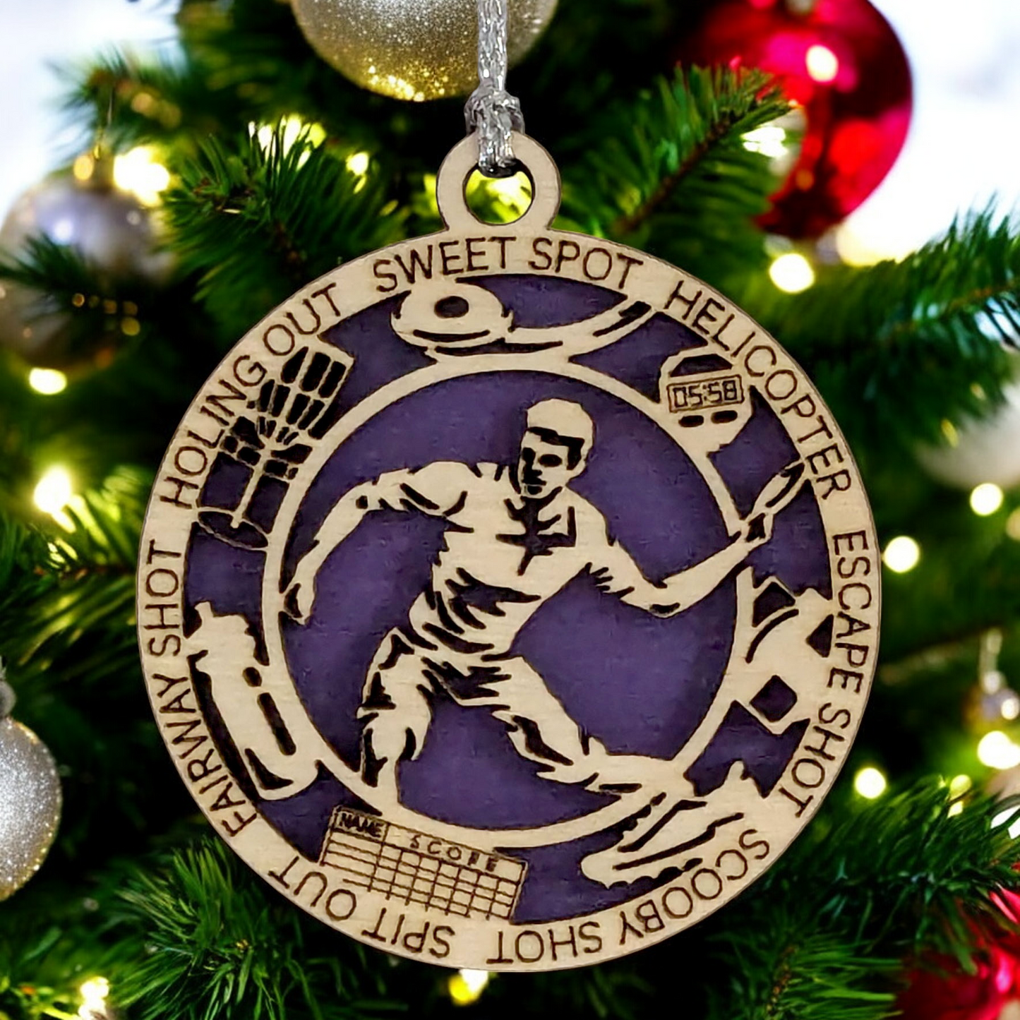 3" Handcrafted Wooden Personalized Left-Handed Male Disc Golf Christmas Ornament - Custom Disc Golfer Holiday Decor