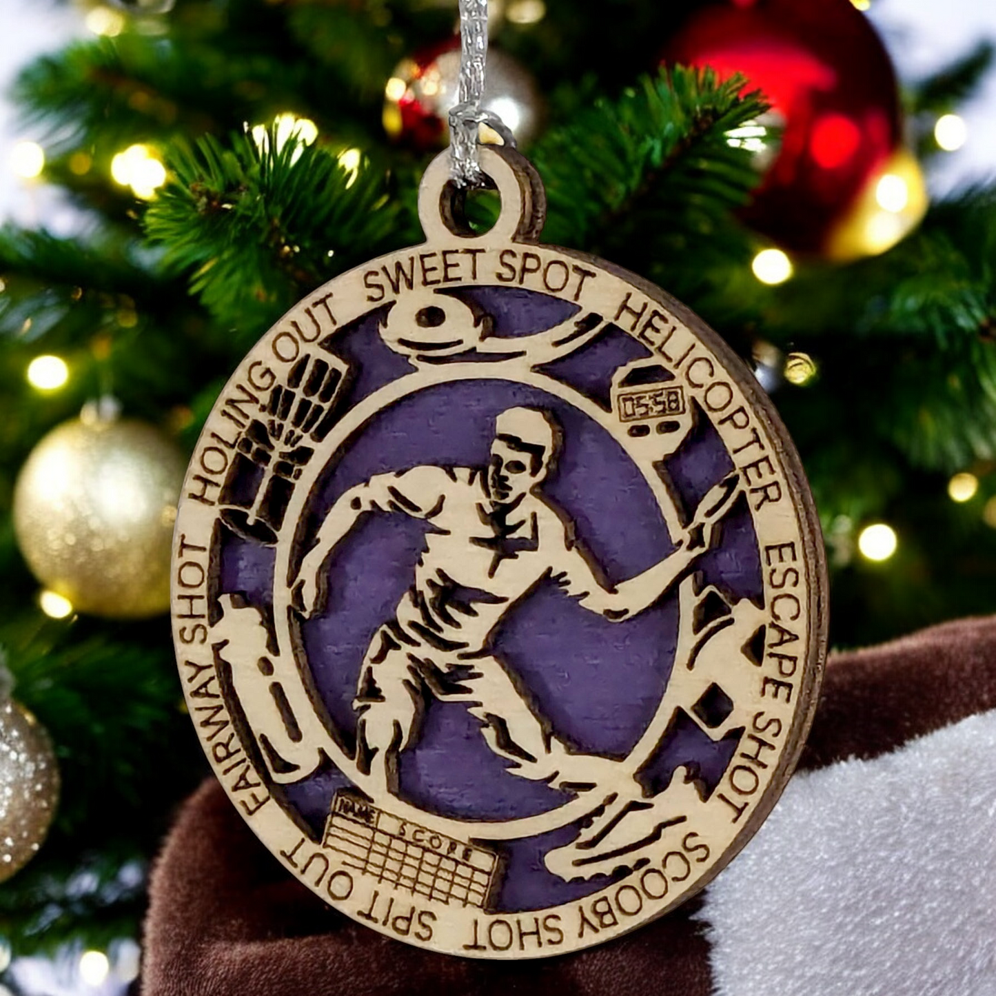 3" Handcrafted Wooden Personalized Left-Handed Male Disc Golf Christmas Ornament - Custom Disc Golfer Holiday Decor
