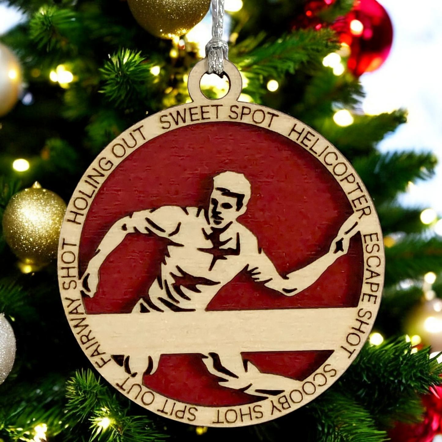 3" Handcrafted Wooden Personalized Left-Handed Male Disc Golf Christmas Ornament - Custom Disc Golfer Holiday Decor