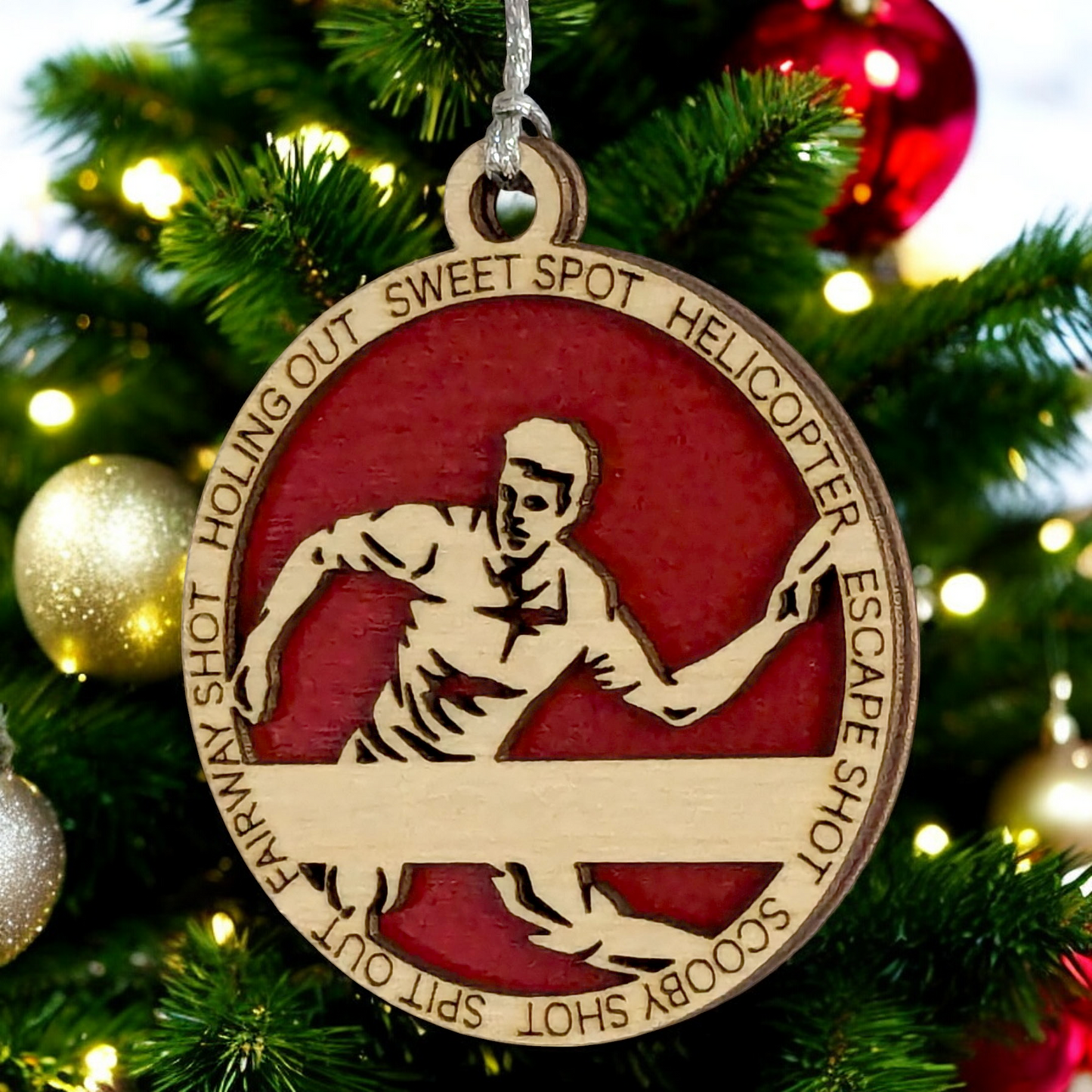 3" Handcrafted Wooden Personalized Left-Handed Male Disc Golf Christmas Ornament - Custom Disc Golfer Holiday Decor