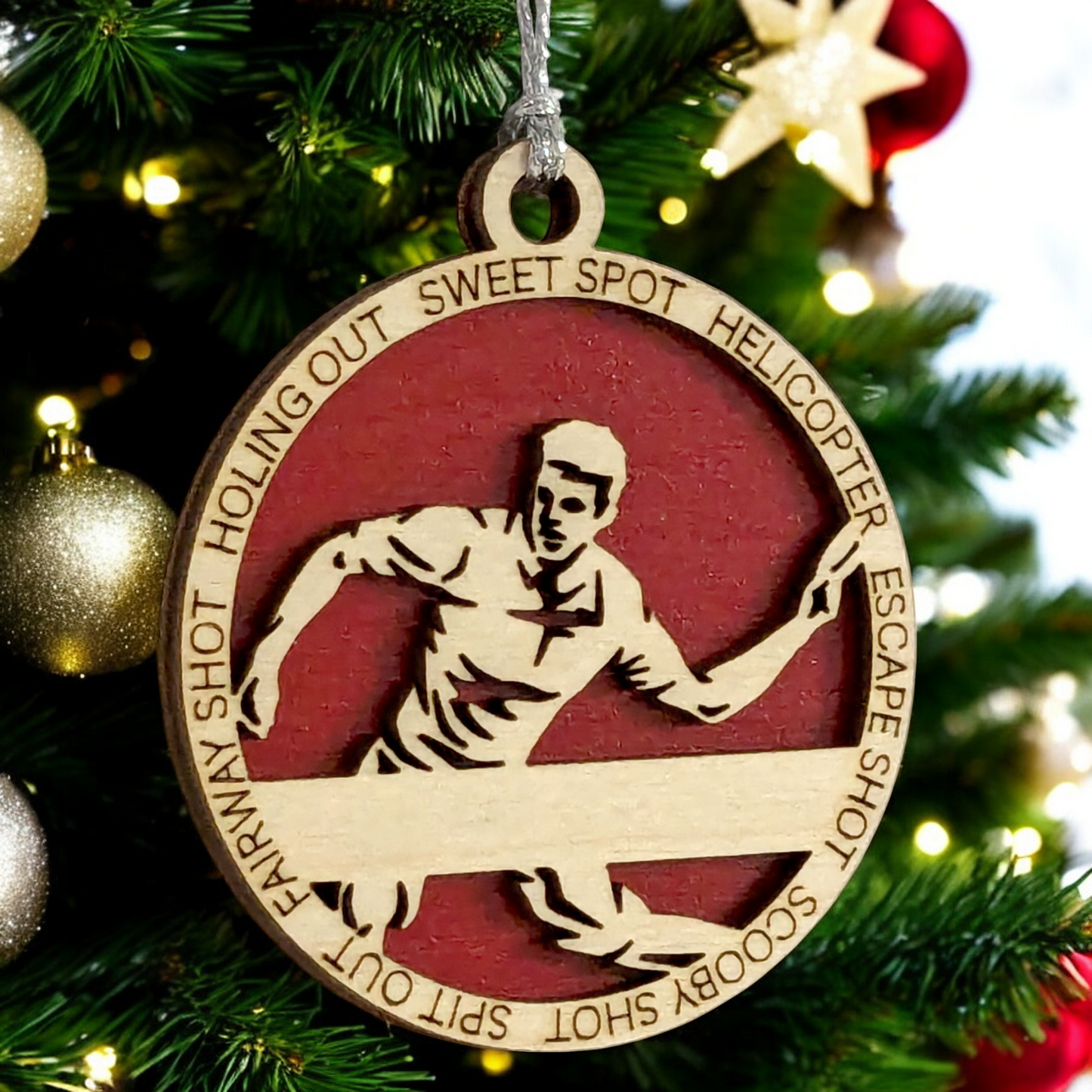 3" Handcrafted Wooden Personalized Left-Handed Male Disc Golf Christmas Ornament - Custom Disc Golfer Holiday Decor