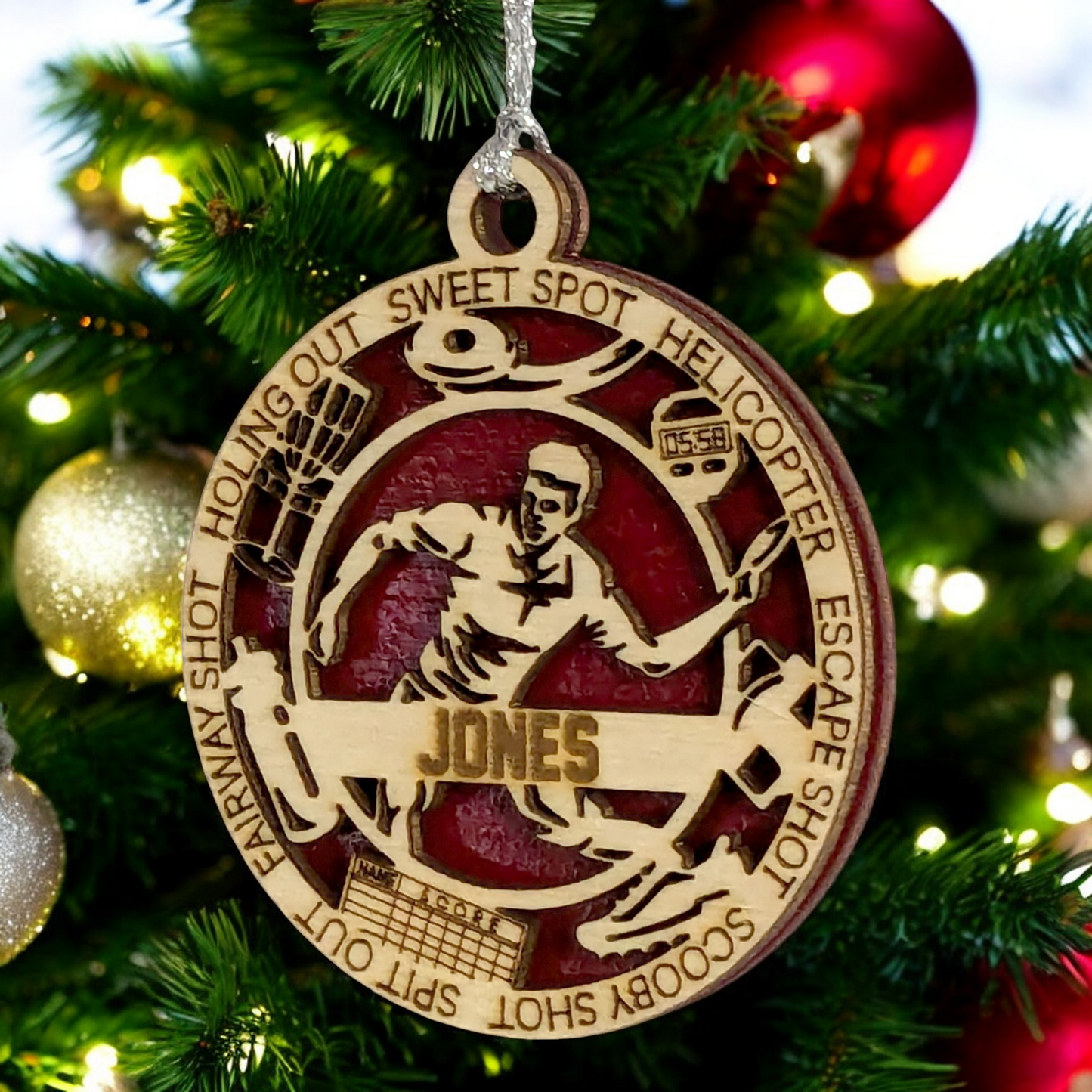 3" Handcrafted Wooden Personalized Left-Handed Male Disc Golf Christmas Ornament - Custom Disc Golfer Holiday Decor