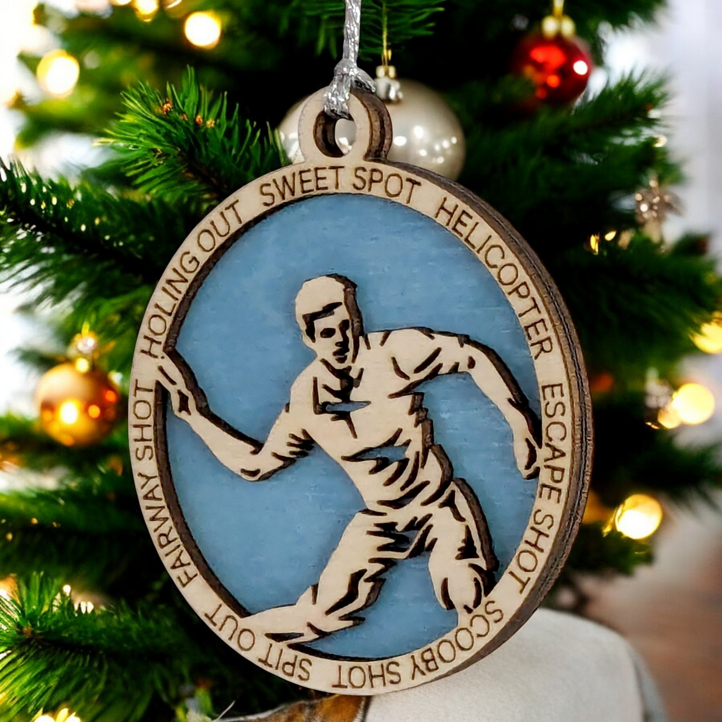 Handcrafted 3" Personalized Right Handed Male Disc Golf Christmas Ornament - Laser Cut Wooden Decor - Customizable Keepsake for Disc Golf Enthusiasts - Unique Holiday Gift