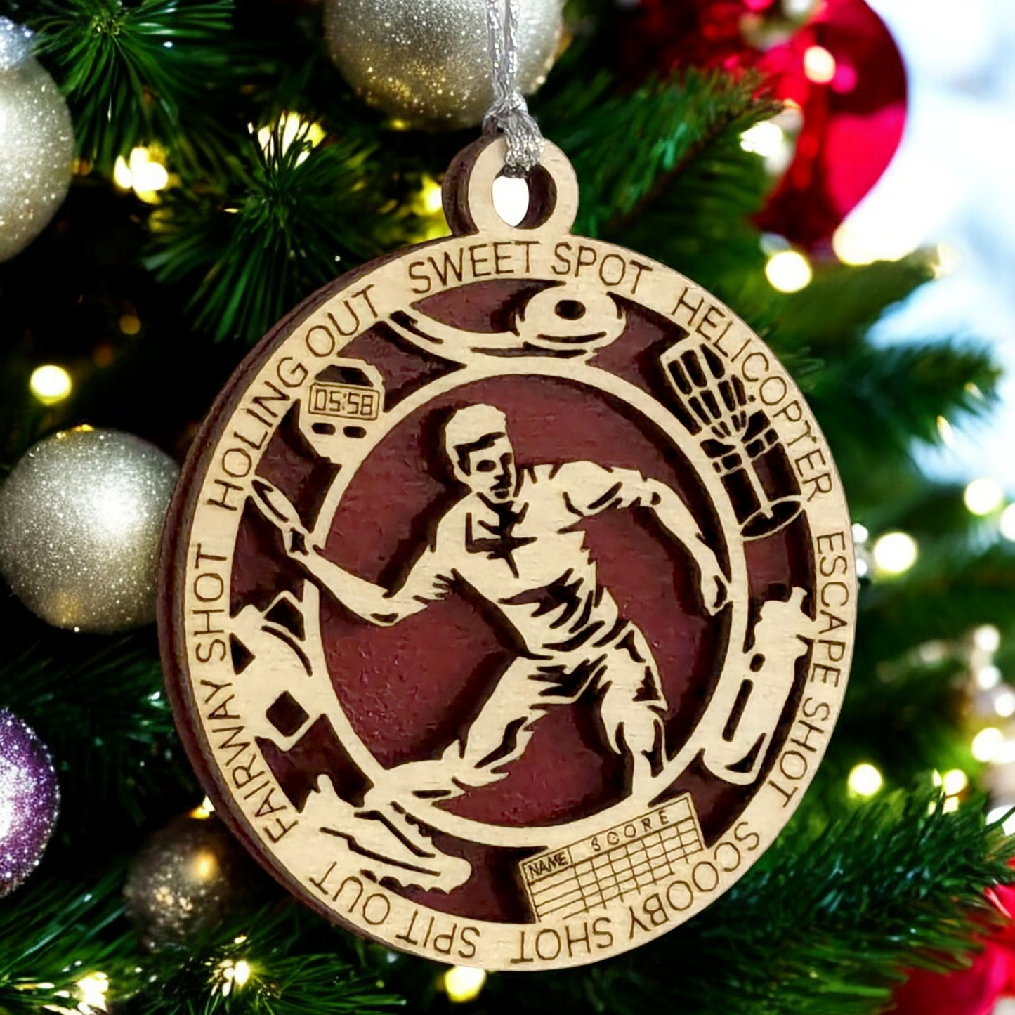 Handcrafted 3" Personalized Right Handed Male Disc Golf Christmas Ornament - Laser Cut Wooden Decor - Customizable Keepsake for Disc Golf Enthusiasts - Unique Holiday Gift