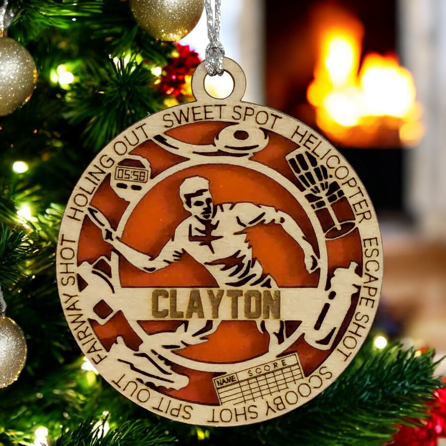 Handcrafted 3" Personalized Right Handed Male Disc Golf Christmas Ornament - Laser Cut Wooden Decor - Customizable Keepsake for Disc Golf Enthusiasts - Unique Holiday Gift
