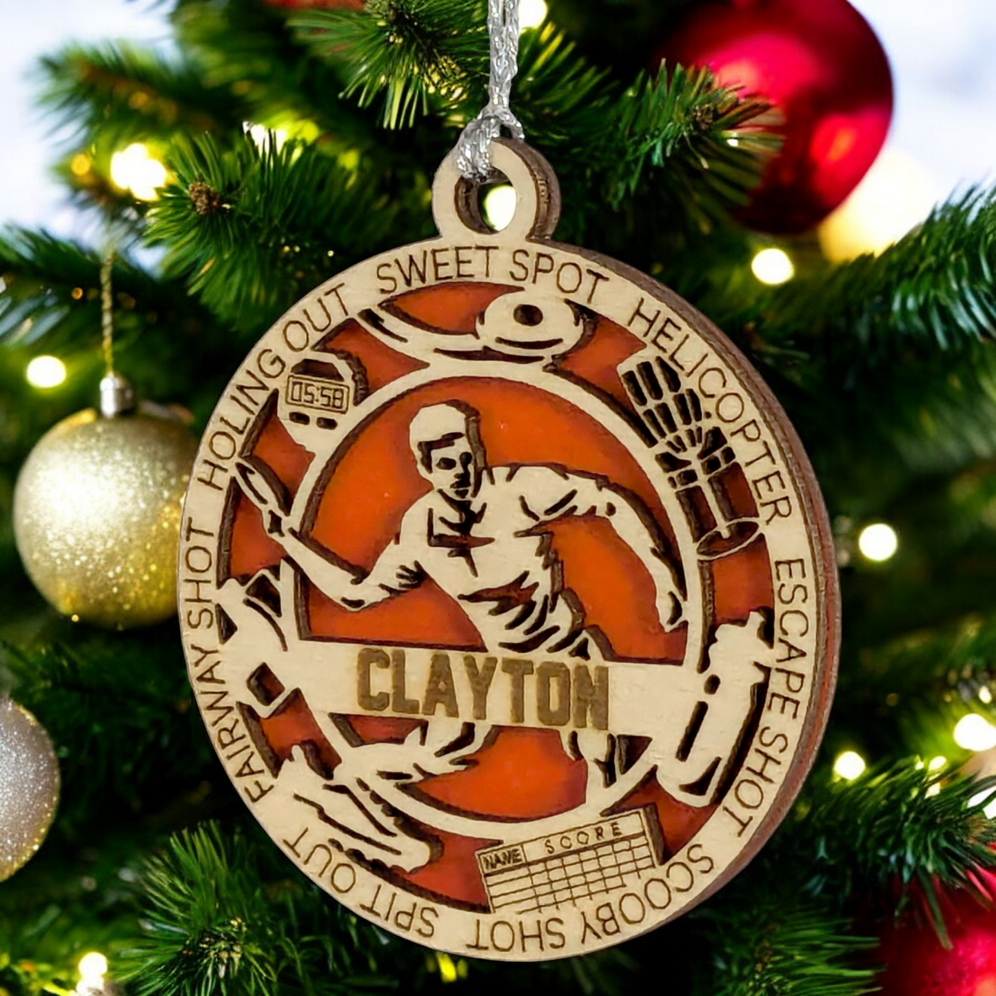 Handcrafted 3" Personalized Right Handed Male Disc Golf Christmas Ornament - Laser Cut Wooden Decor - Customizable Keepsake for Disc Golf Enthusiasts - Unique Holiday Gift