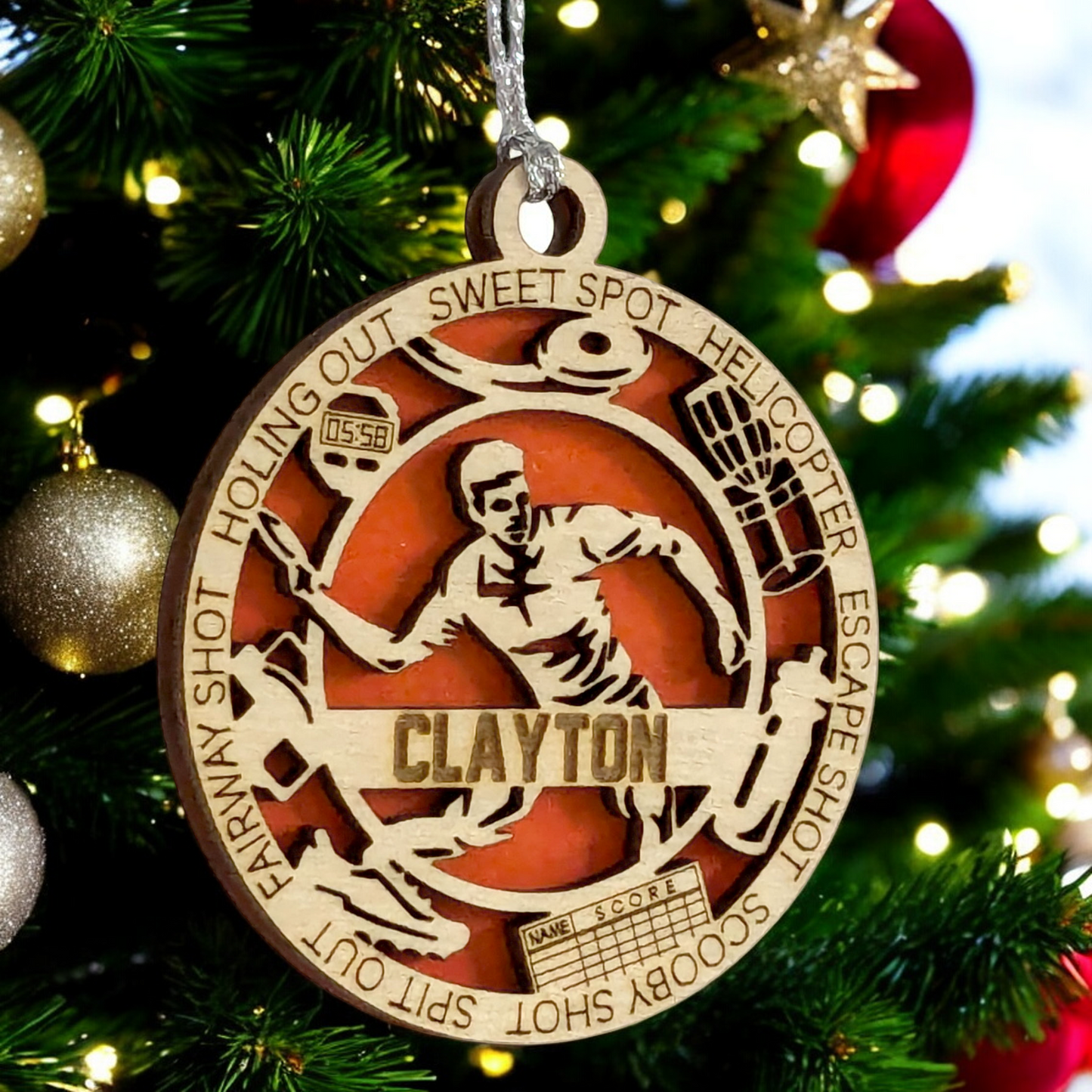 Handcrafted 3" Personalized Right Handed Male Disc Golf Christmas Ornament - Laser Cut Wooden Decor - Customizable Keepsake for Disc Golf Enthusiasts - Unique Holiday Gift