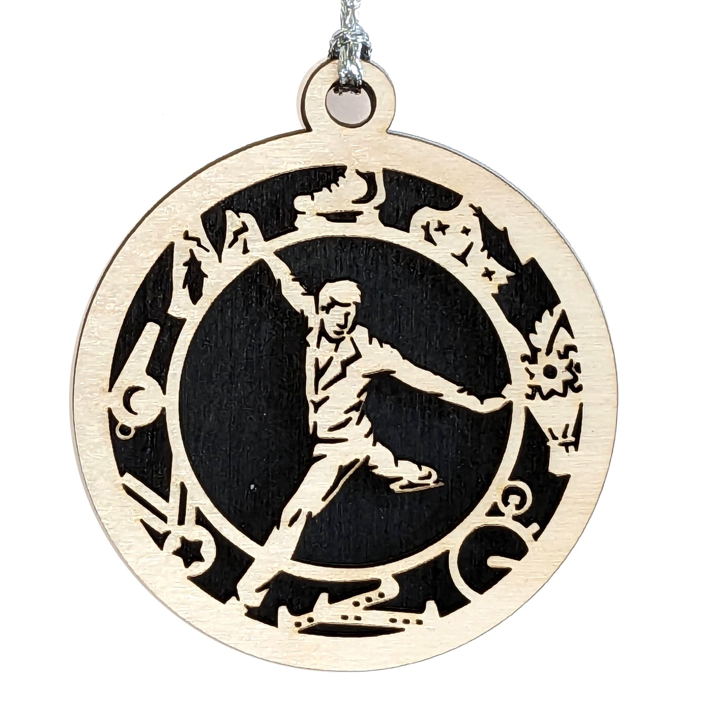 Male Figure Skating laser cut wood ornament
