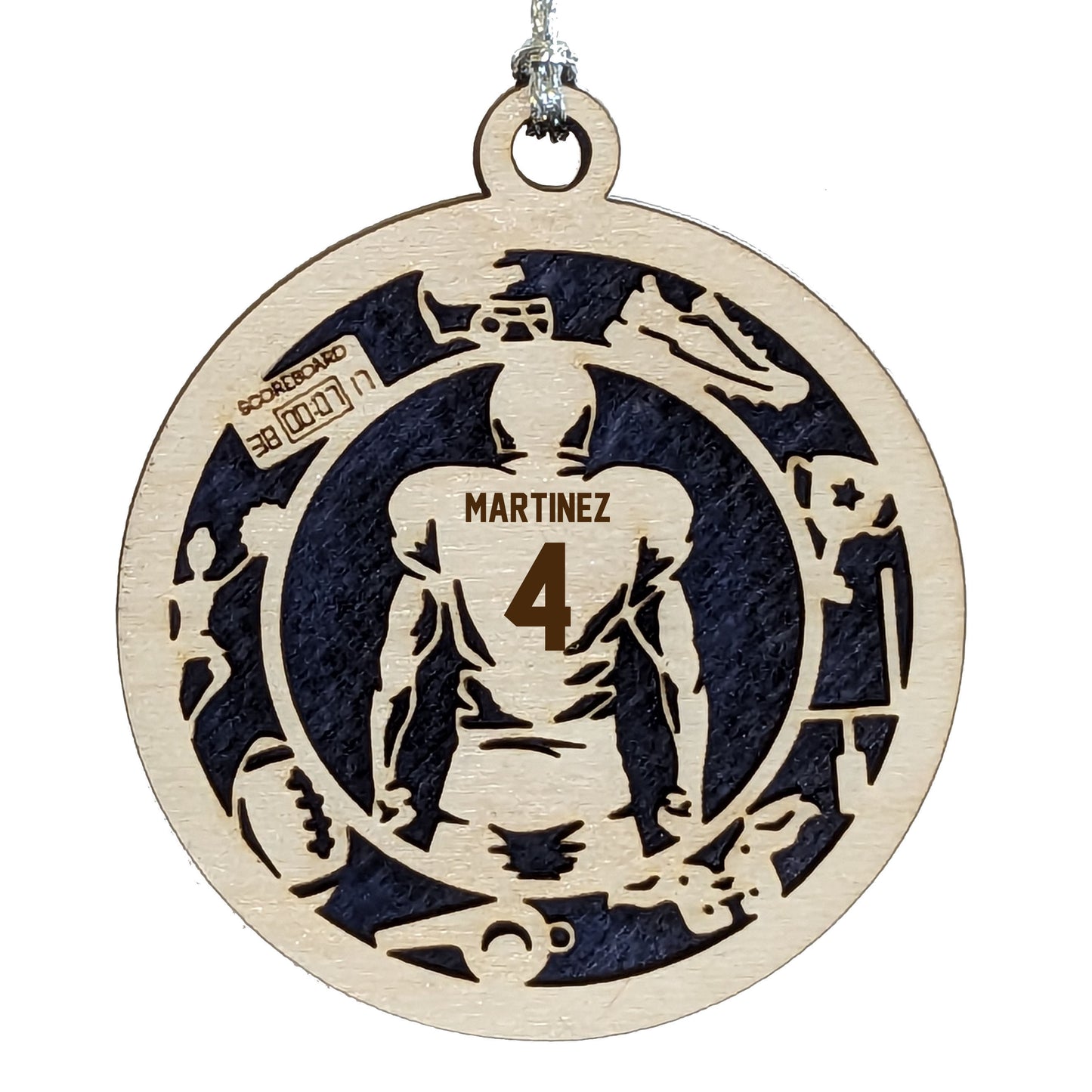 Male Football laser cut personalized wood ornament