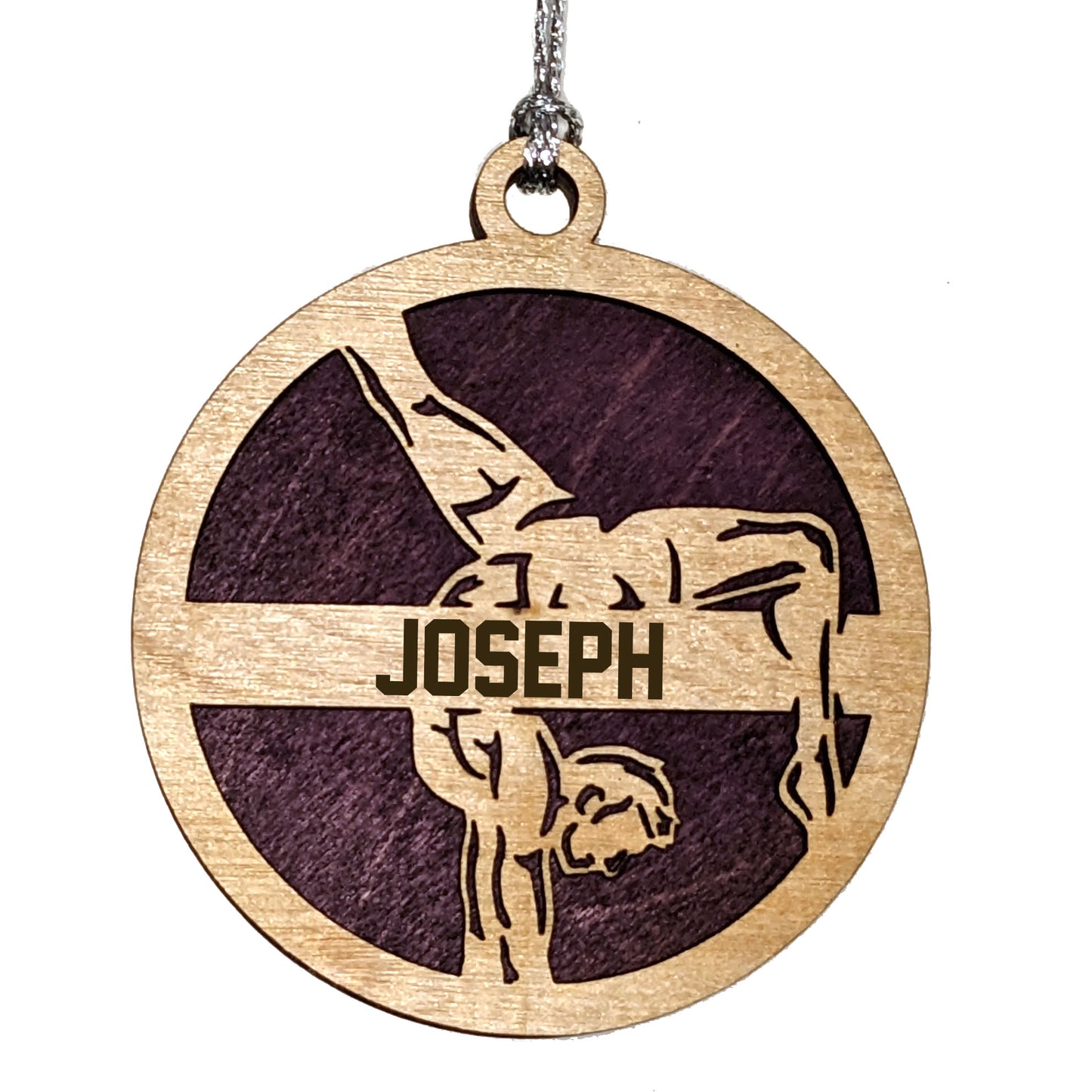 Male Gymnastics laser cut personalized wood ornament