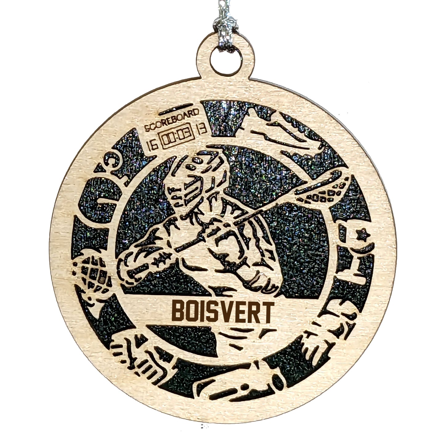 Male Lacrosse laser cut personalized wood ornament
