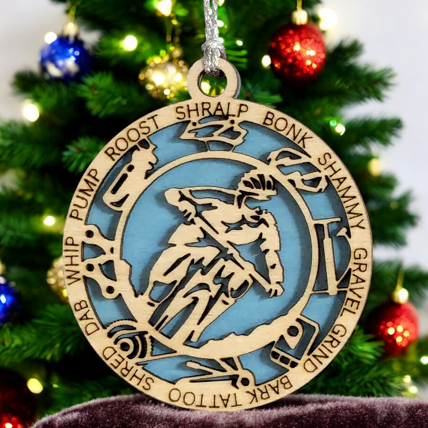 Handcrafted 3" Wooden Personalized Male Mountain Biking Christmas Ornament - Customizable Holiday Decor for Cyclists, Ideal Gift for Mountain Bike Enthusiasts, Rustic Charm, Durable Design