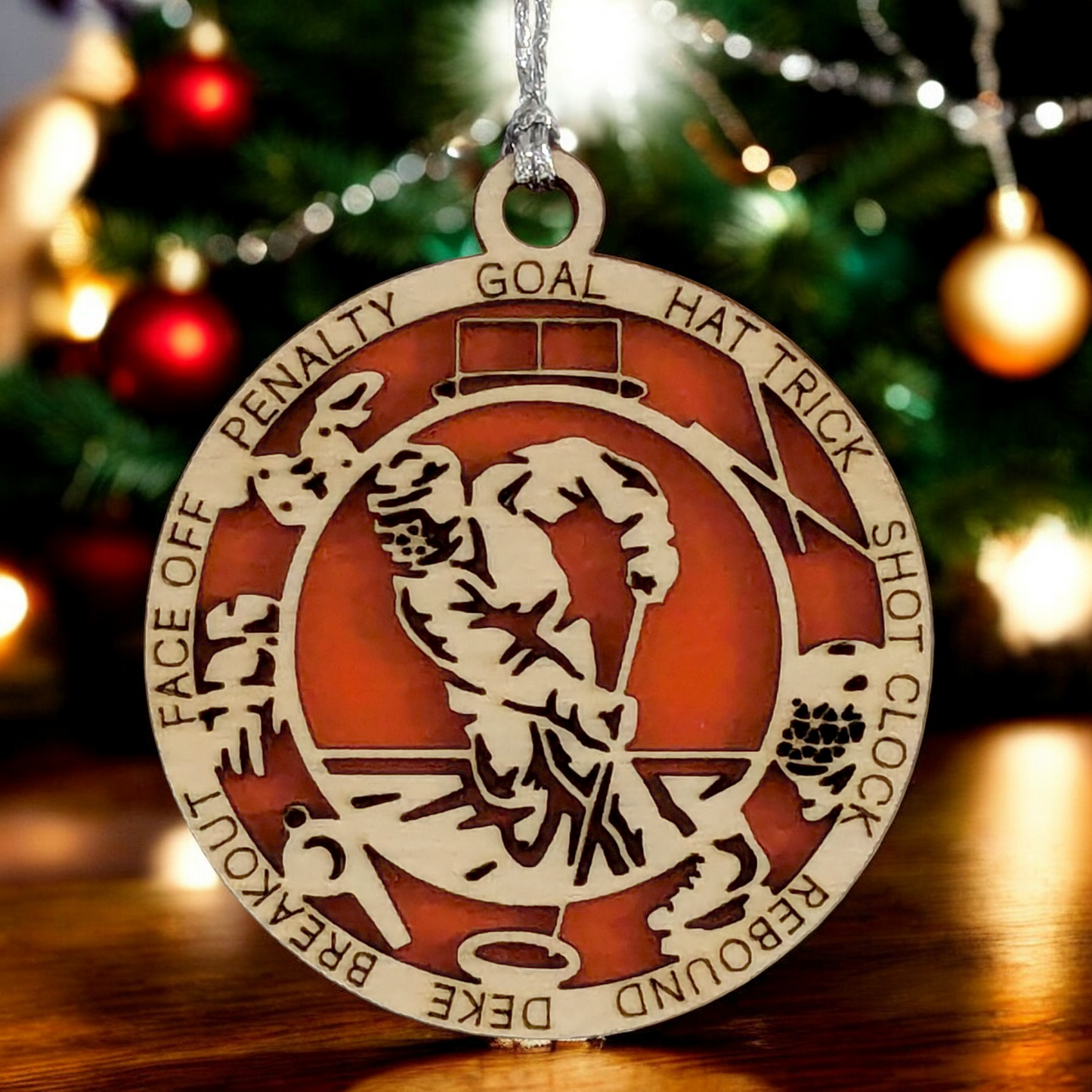 Personalized 3" Male Ringette Christmas Ornament - Handcrafted Wooden Laser Cut Decoration for Ringette Enthusiasts - Custom Name & Date - Unique Holiday Keepsake - Gift for Ringette Players and Fans