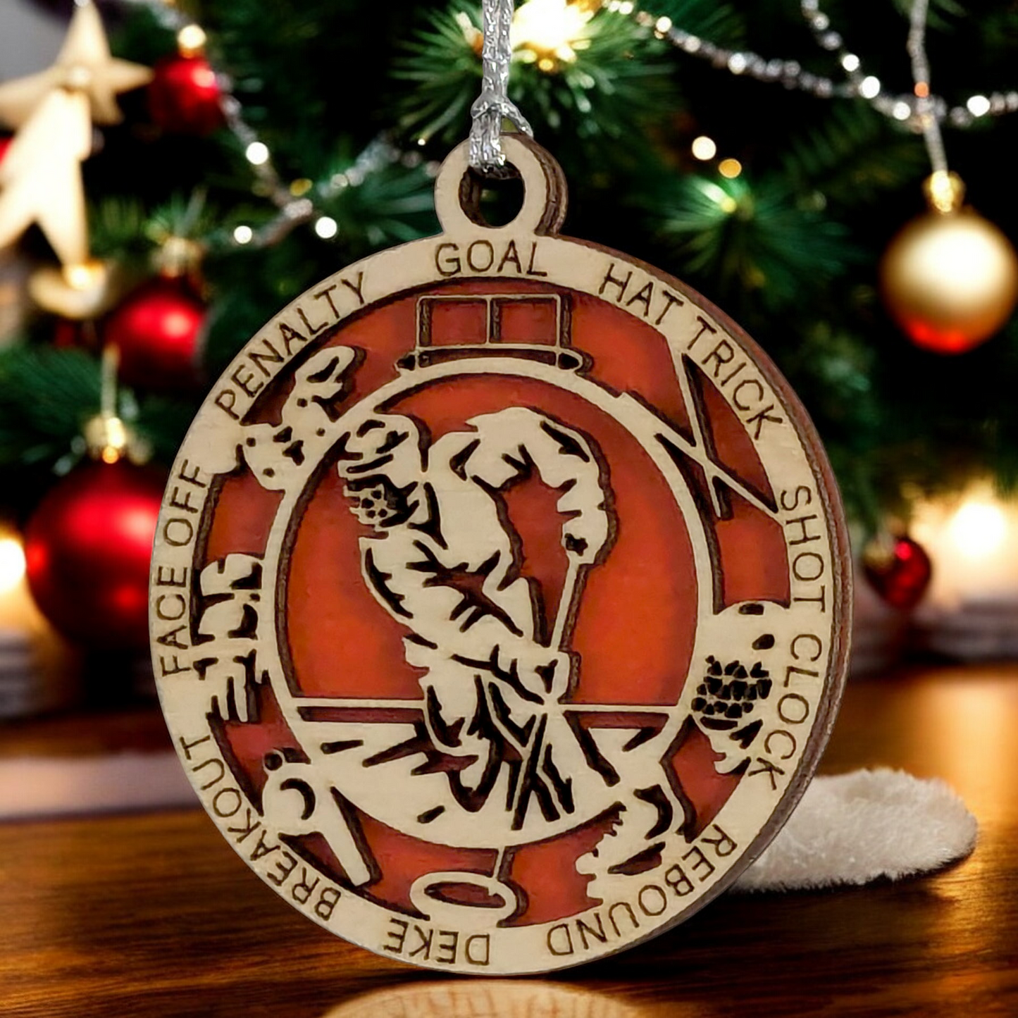 Personalized 3" Male Ringette Christmas Ornament - Handcrafted Wooden Laser Cut Decoration for Ringette Enthusiasts - Custom Name & Date - Unique Holiday Keepsake - Gift for Ringette Players and Fans
