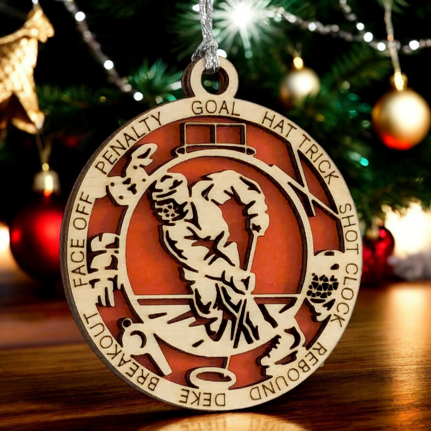 Personalized 3" Male Ringette Christmas Ornament - Handcrafted Wooden Laser Cut Decoration for Ringette Enthusiasts - Custom Name & Date - Unique Holiday Keepsake - Gift for Ringette Players and Fans