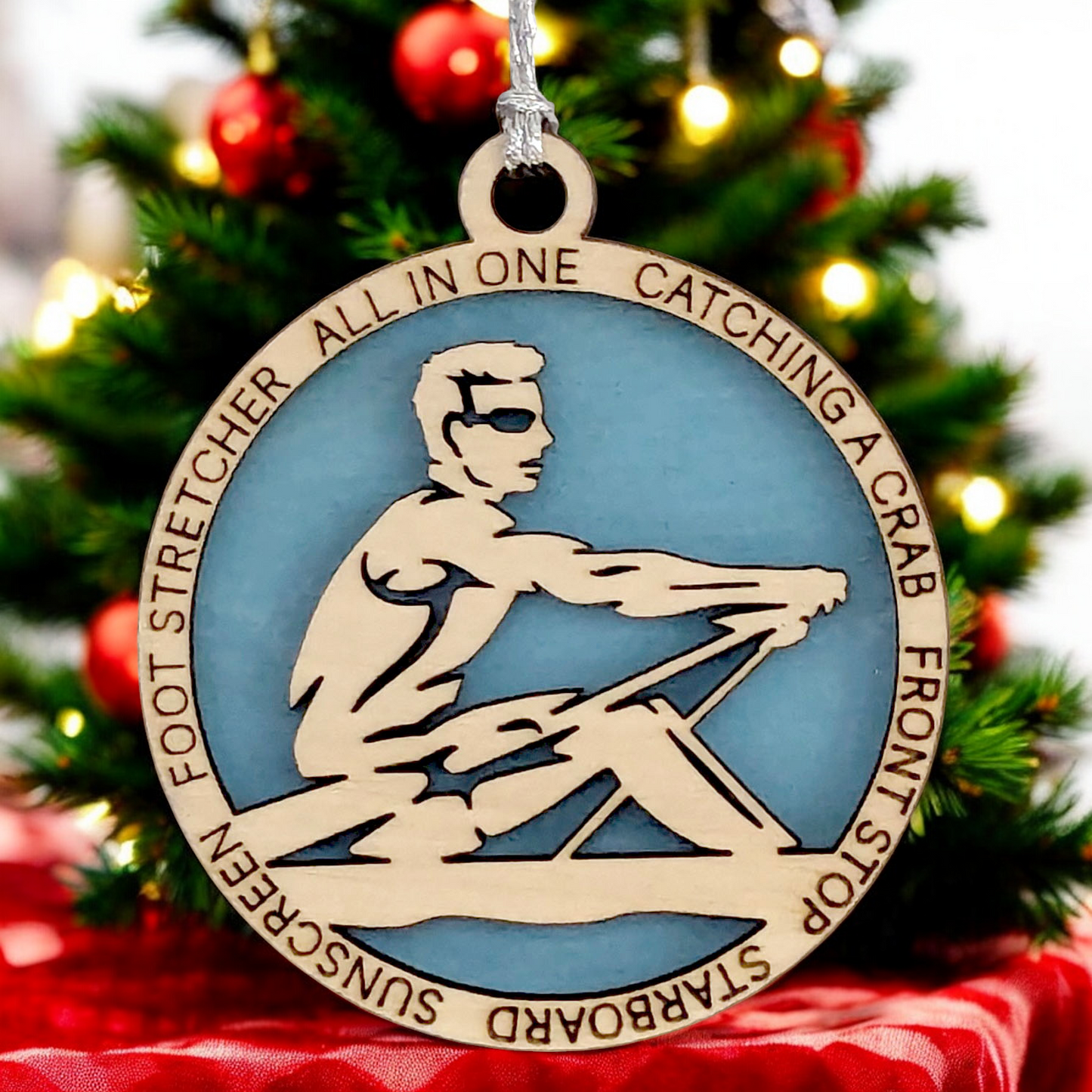 Personalized 3" Handcrafted Wooden Male Solo Rowing Christmas Ornament - Laser Cut Holiday Decor for Rowing Enthusiasts - Unique Customizable Keepsake for Rowers - Holiday Gift for Men