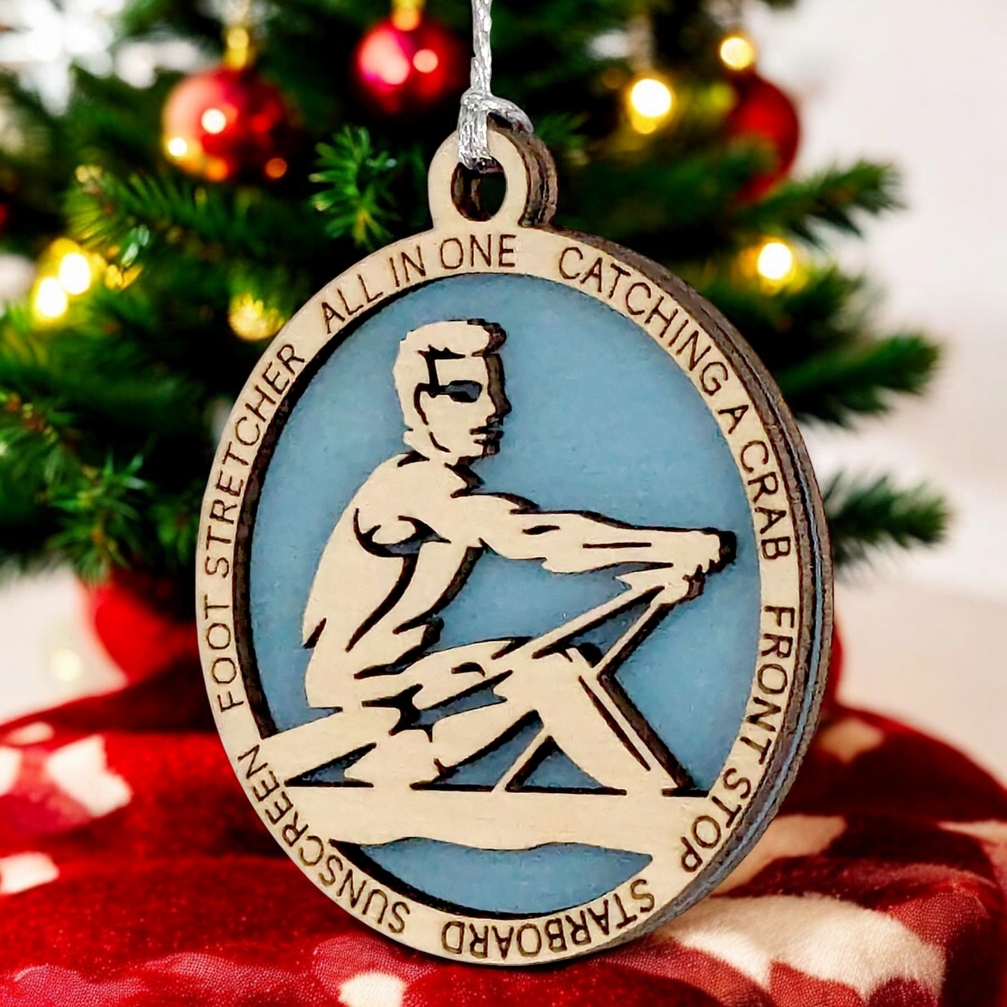 Personalized 3" Handcrafted Wooden Male Solo Rowing Christmas Ornament - Laser Cut Holiday Decor for Rowing Enthusiasts - Unique Customizable Keepsake for Rowers - Holiday Gift for Men