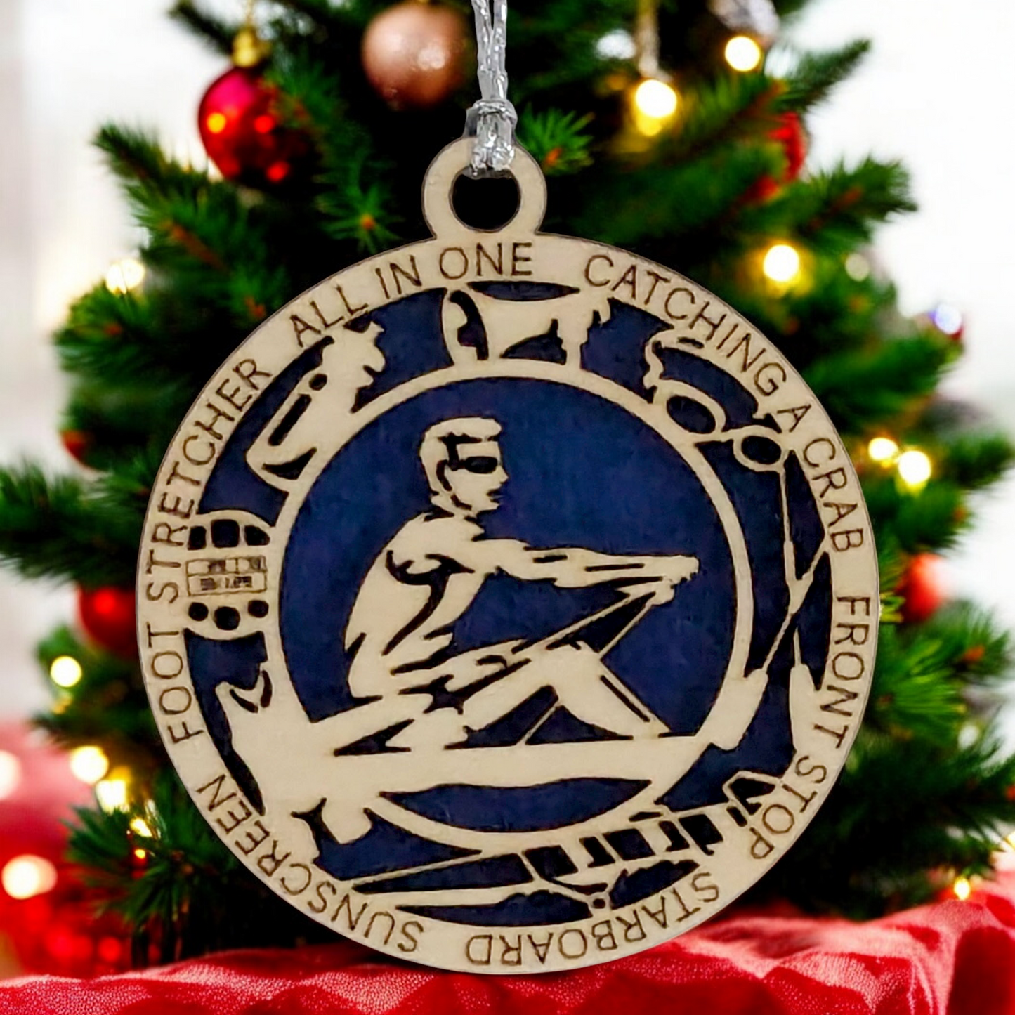 Personalized 3" Handcrafted Wooden Male Solo Rowing Christmas Ornament - Laser Cut Holiday Decor for Rowing Enthusiasts - Unique Customizable Keepsake for Rowers - Holiday Gift for Men