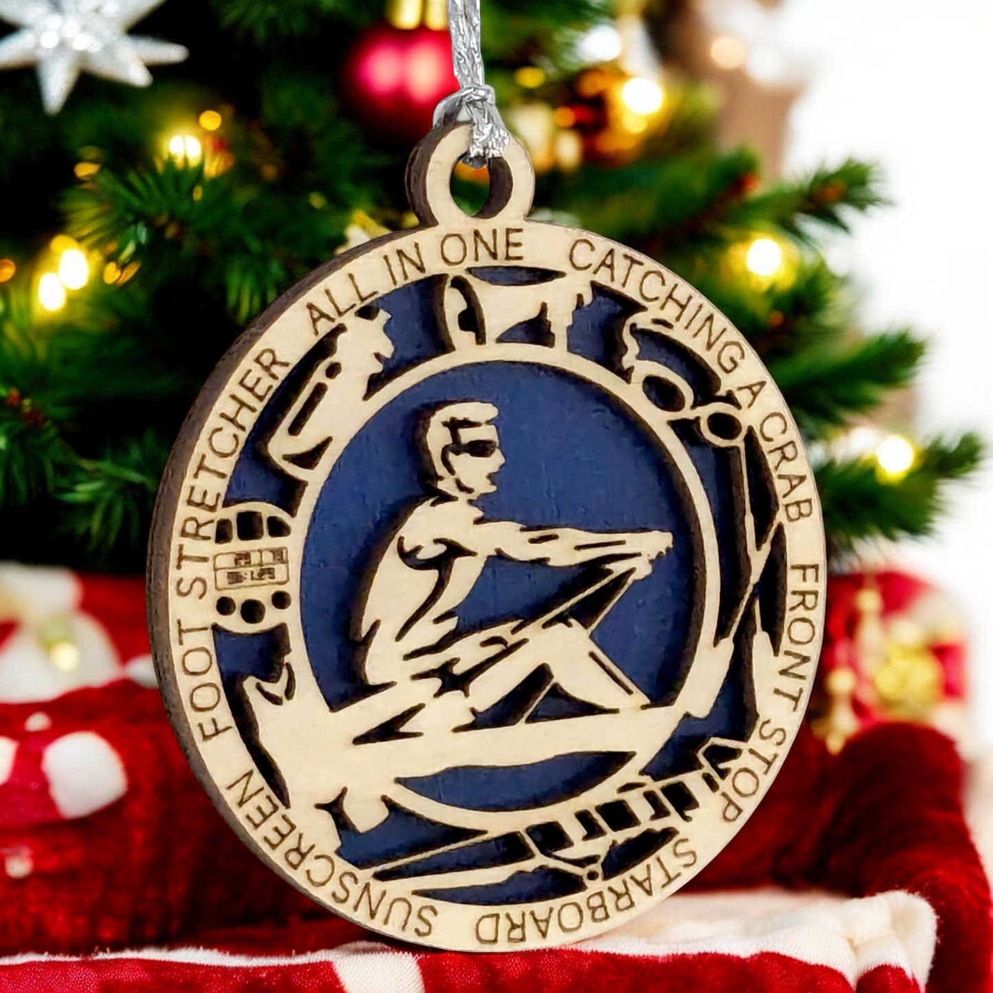 Personalized 3" Handcrafted Wooden Male Solo Rowing Christmas Ornament - Laser Cut Holiday Decor for Rowing Enthusiasts - Unique Customizable Keepsake for Rowers - Holiday Gift for Men