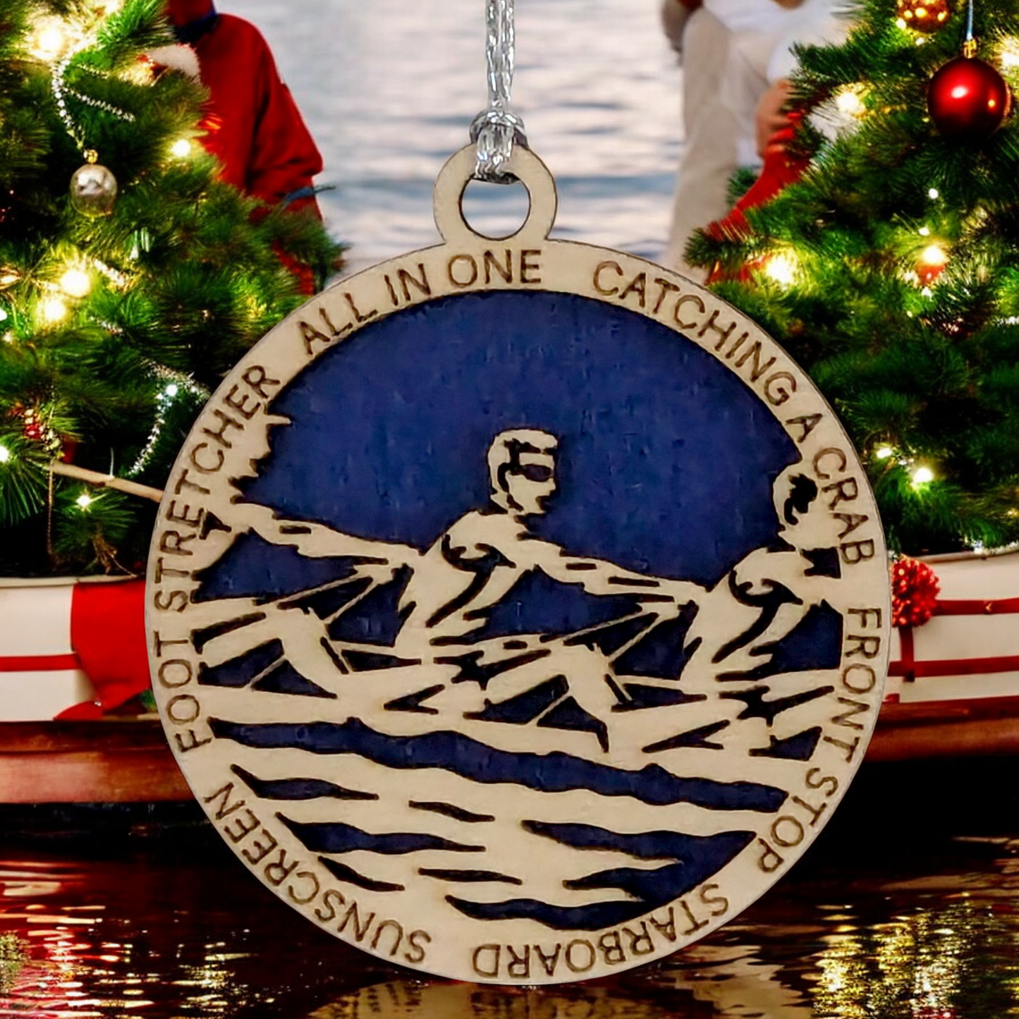 3" Handcrafted Wooden Personalized Male Team Rowing Christmas Ornament - Custom Crew Holiday Decor