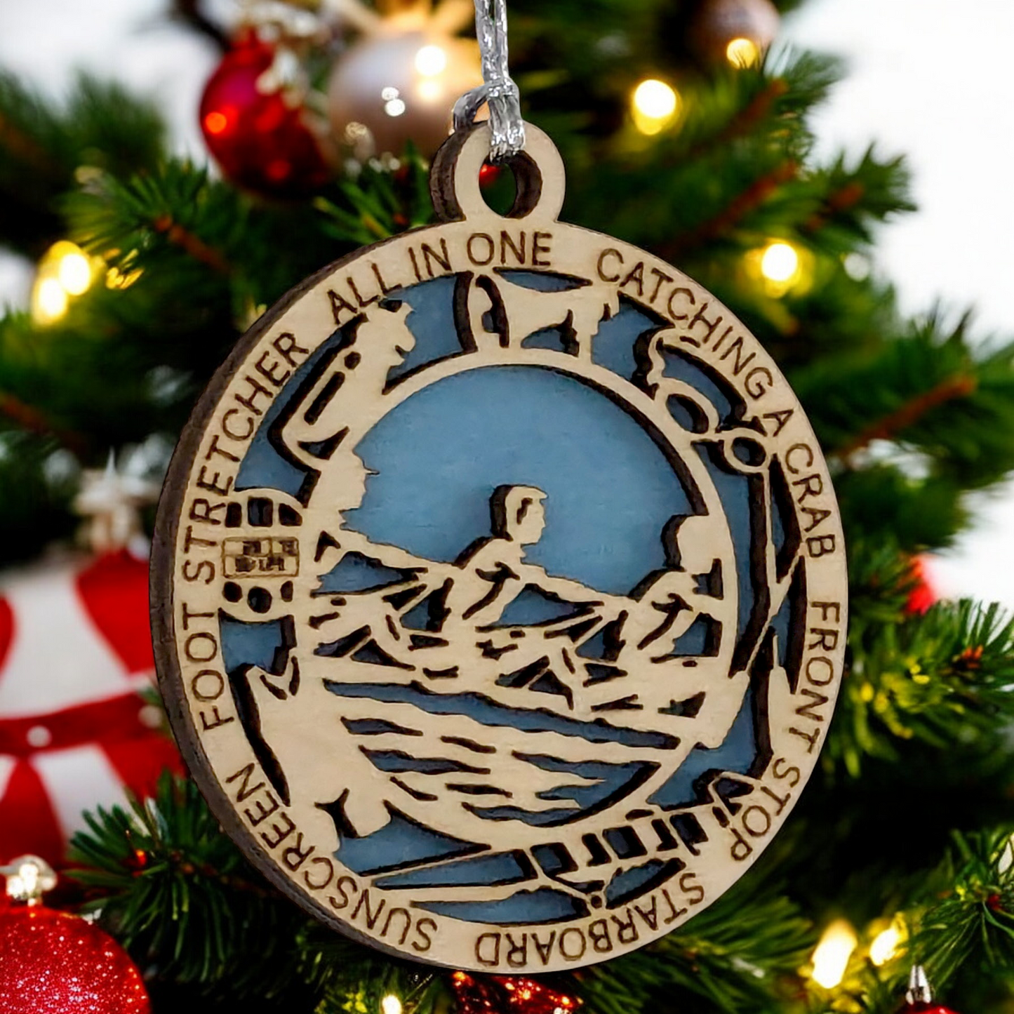 3" Handcrafted Wooden Personalized Male Team Rowing Christmas Ornament - Custom Crew Holiday Decor