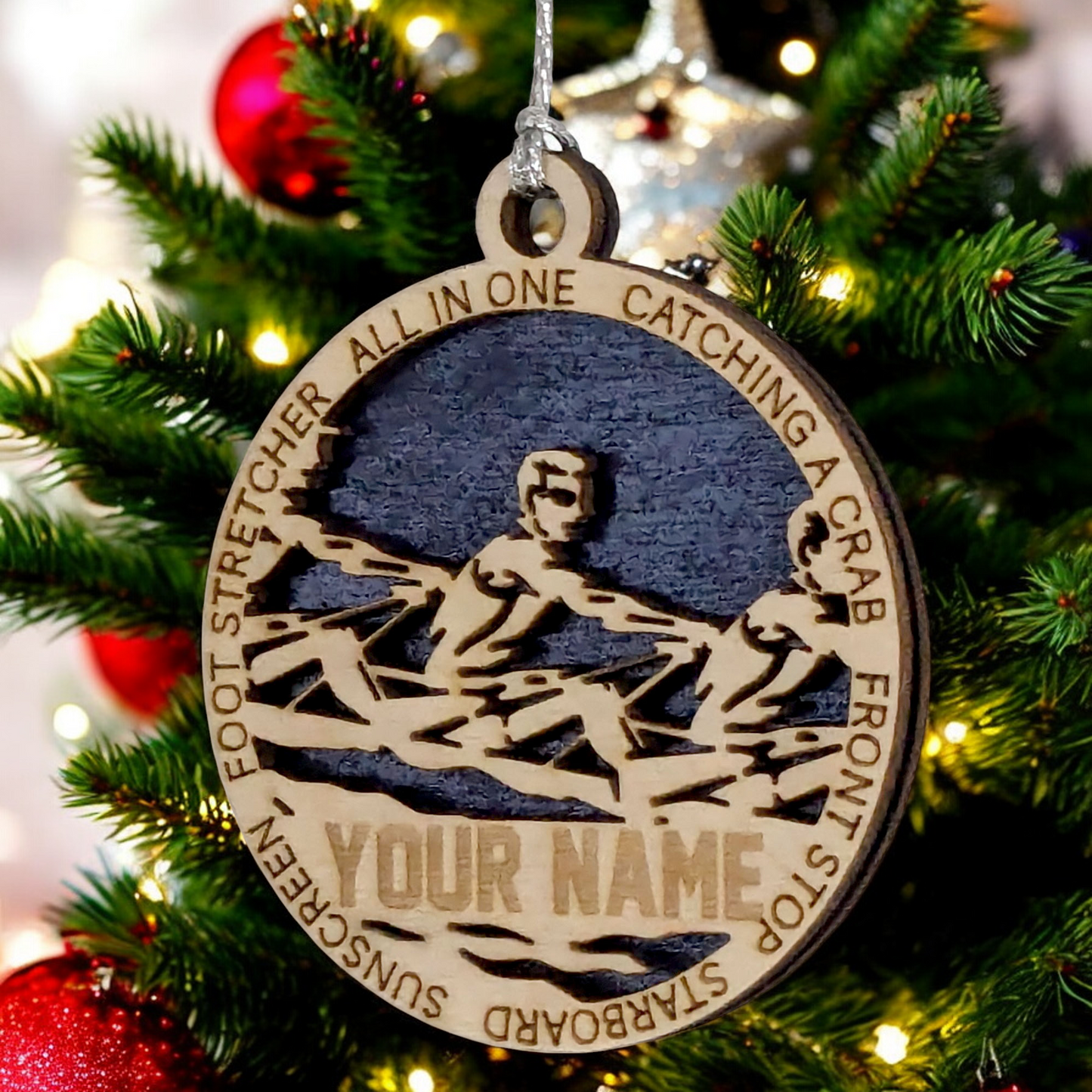 3" Handcrafted Wooden Personalized Male Team Rowing Christmas Ornament - Custom Crew Holiday Decor