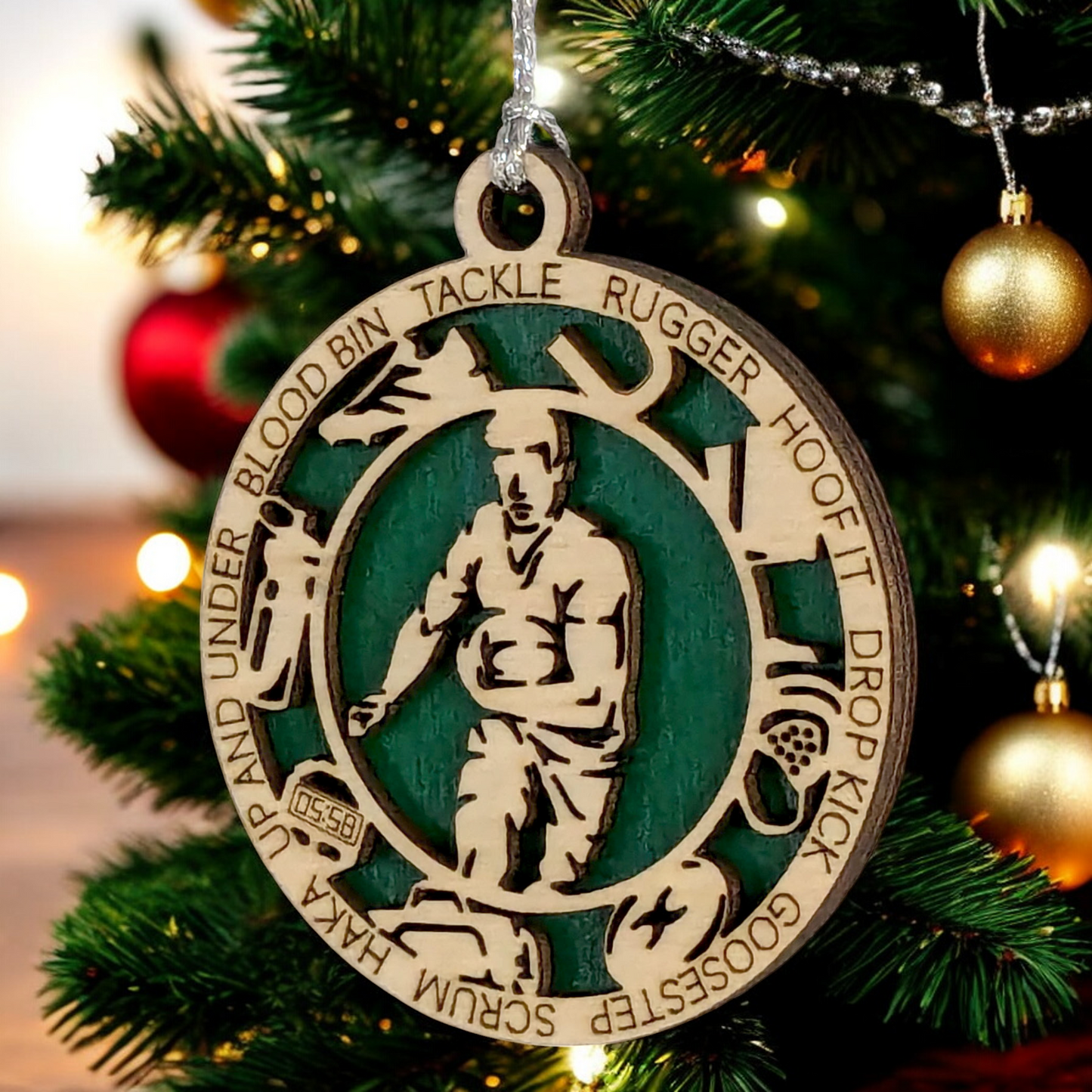 3" Handcrafted Wooden Personalized Male Rugby Christmas Ornament - Custom Sports Holiday Decor for Rugby Fans